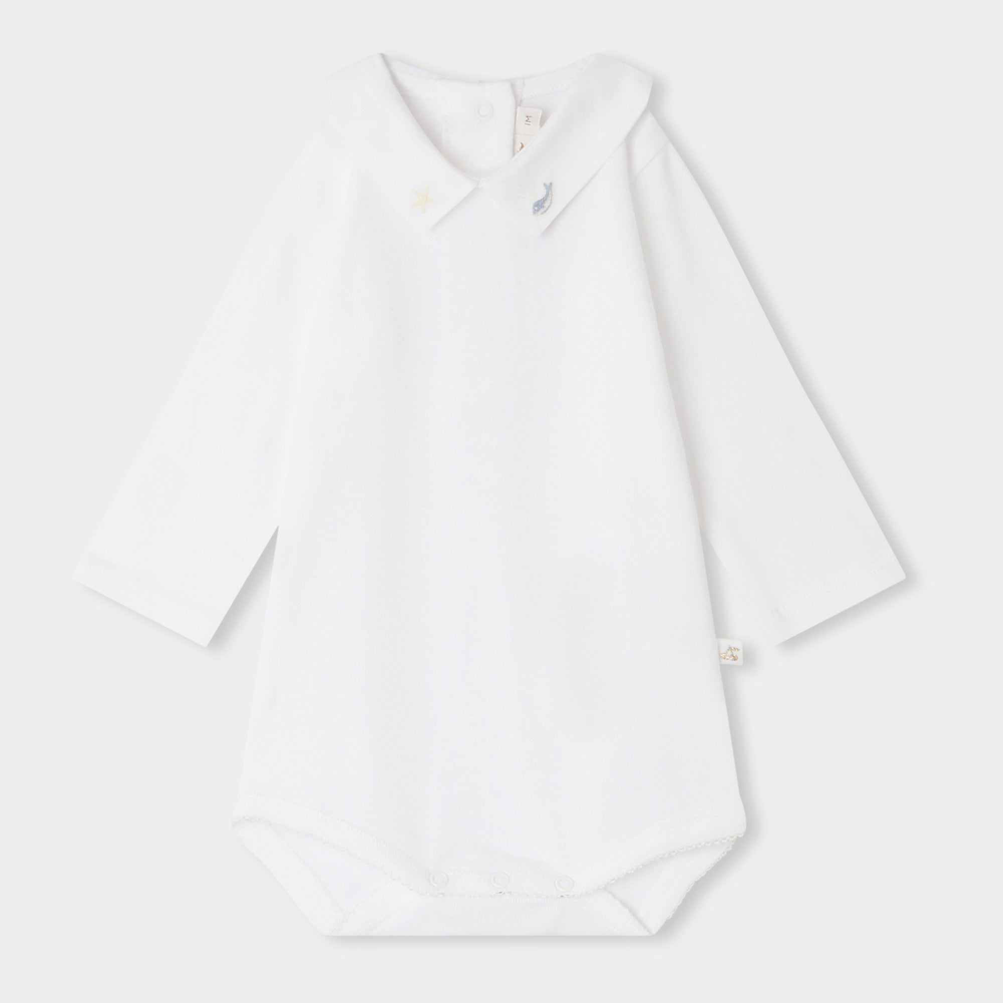 Baby Boys & Girls White Cotton Babysuit