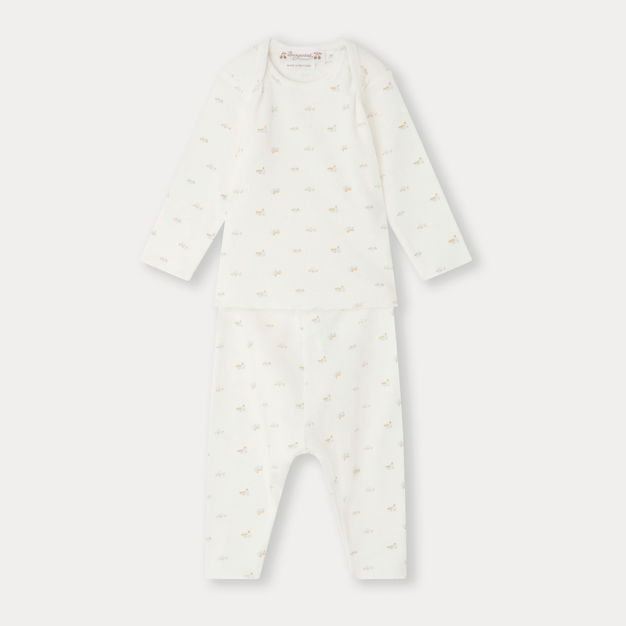 Baby Boys & Girls White Printed Cotton Set