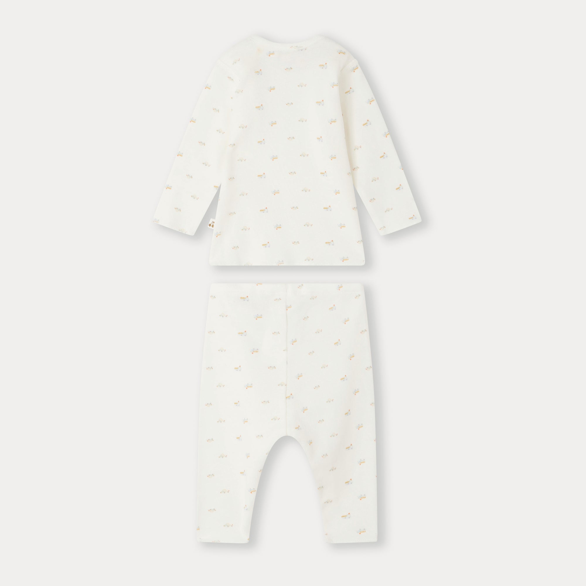 Baby Boys & Girls White Printed Cotton Set