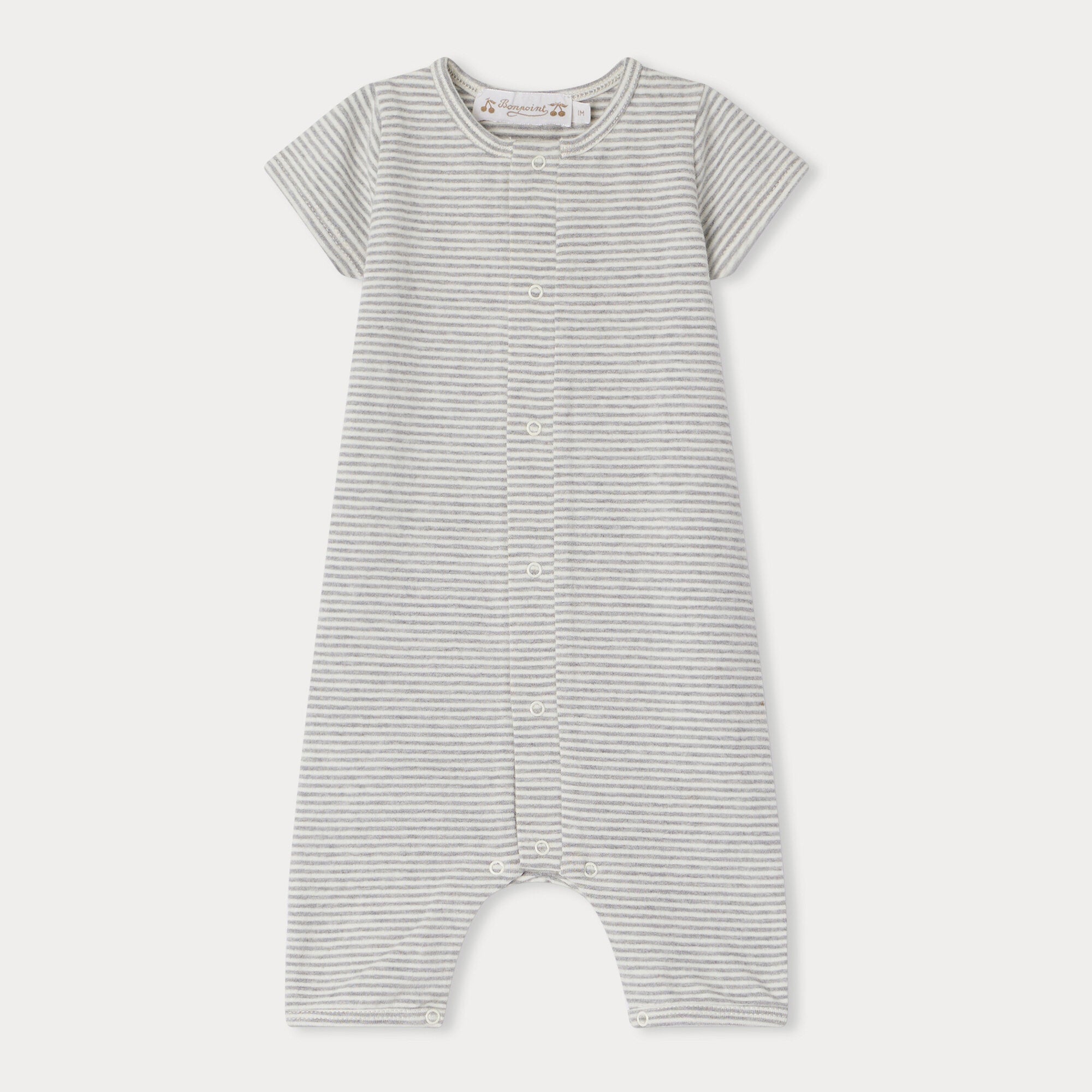 Baby Boys & Girls Grey Stripes Cotton Babysuit