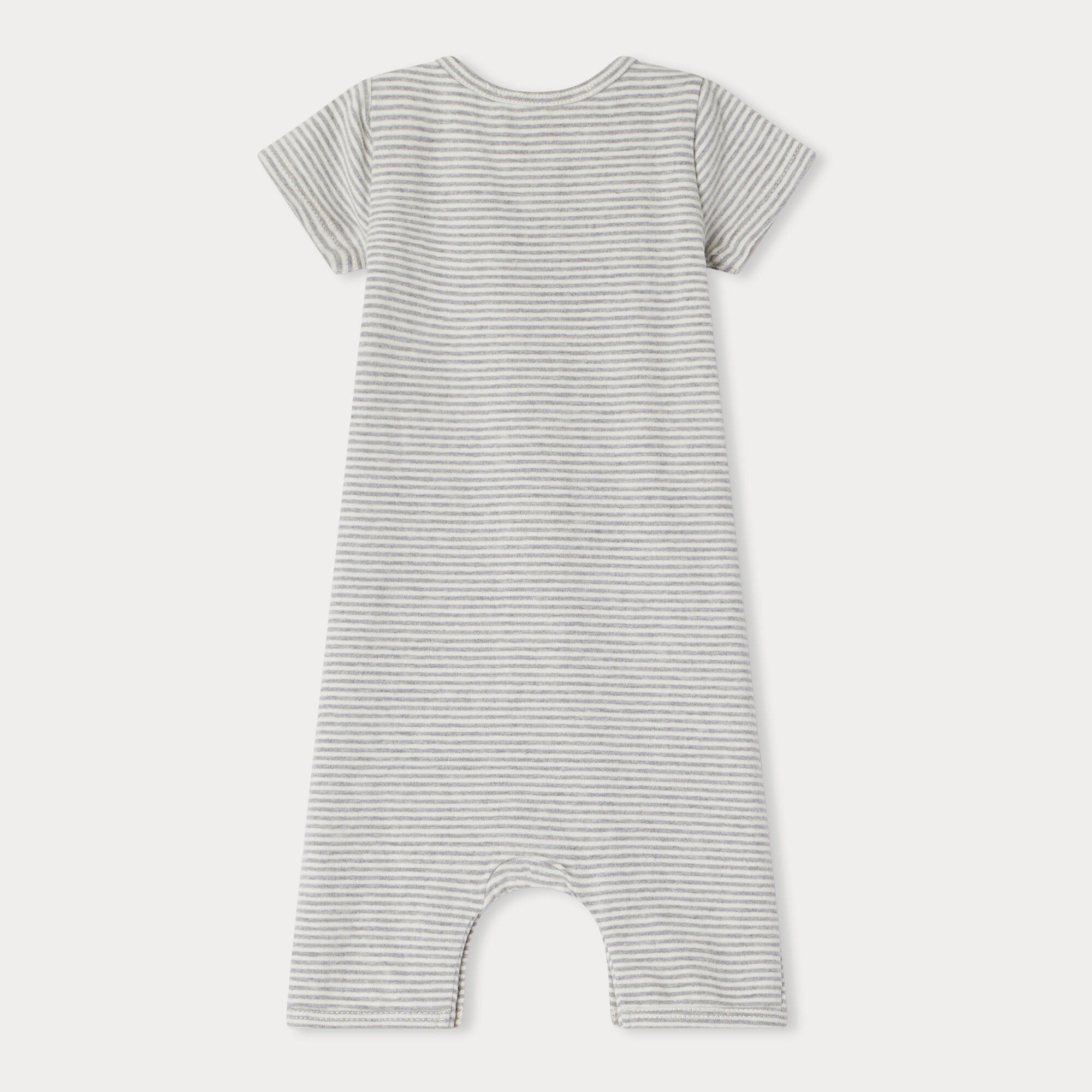 Baby Boys & Girls Grey Stripes Cotton Babysuit