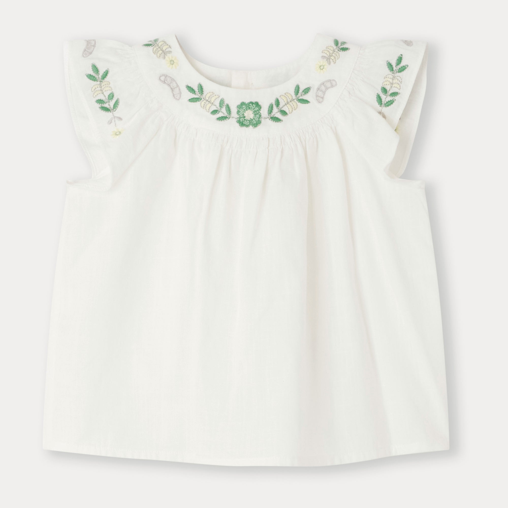 Baby Girls White Embroidered Cotton Top