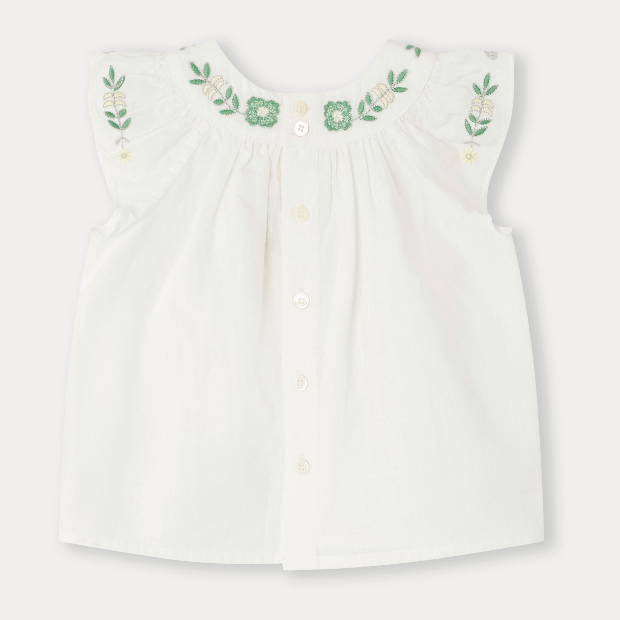 Baby Girls White Embroidered Cotton Top