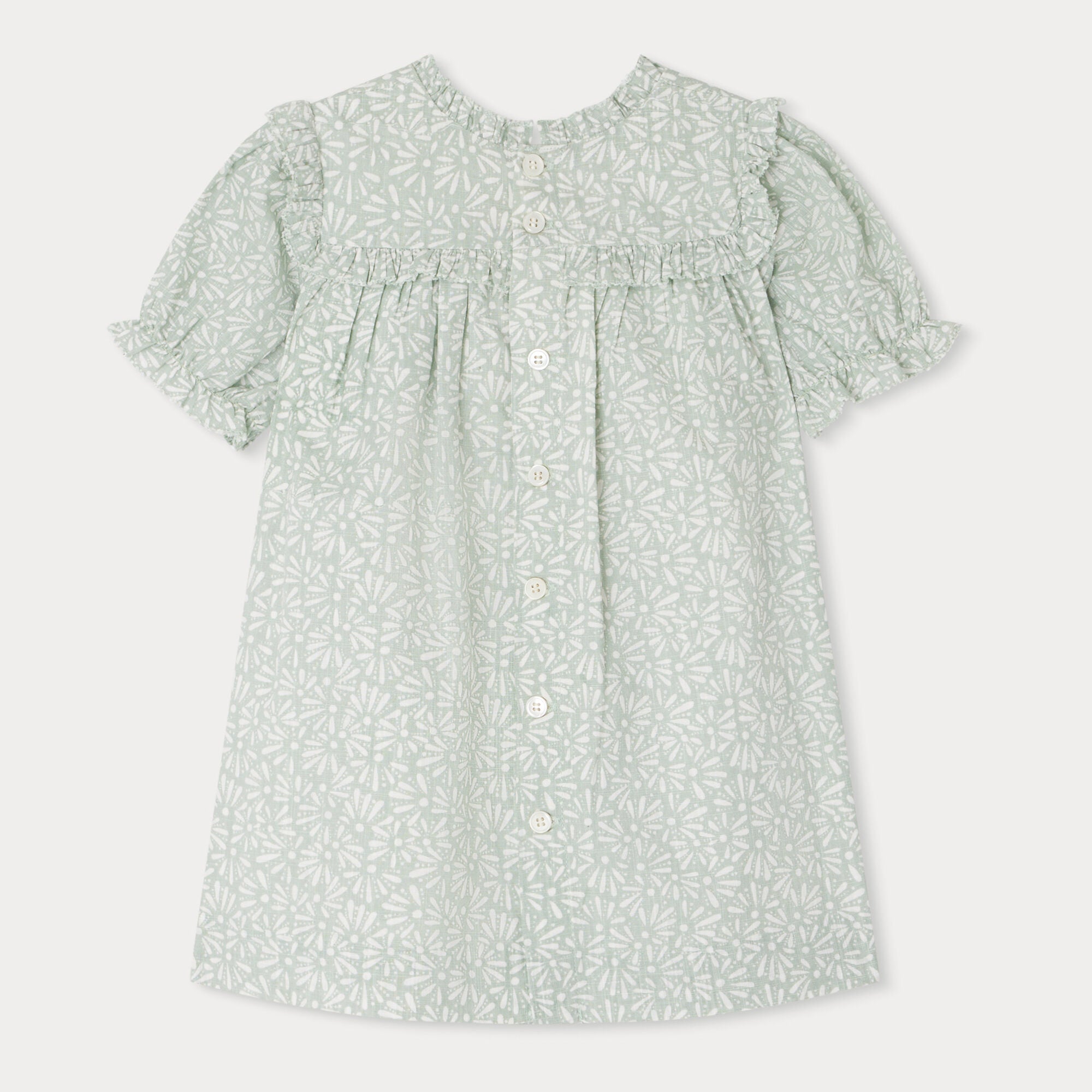 Baby Girls Mint Floral Cotton Dress