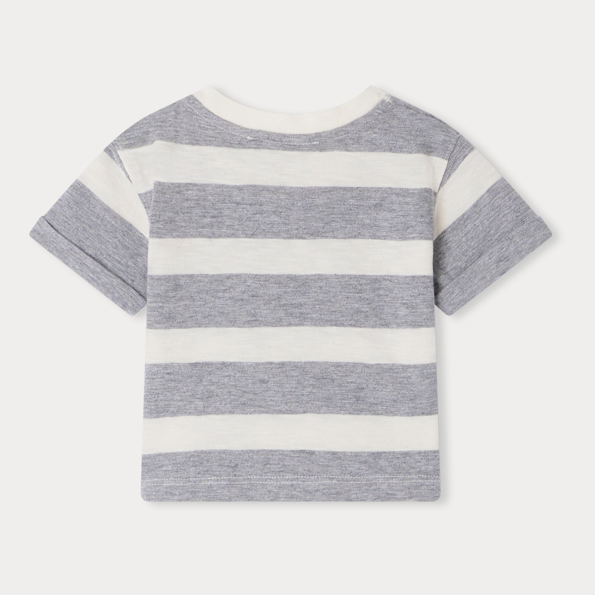 Baby Boys & Girls Grey Stripes Cotton T-Shirt