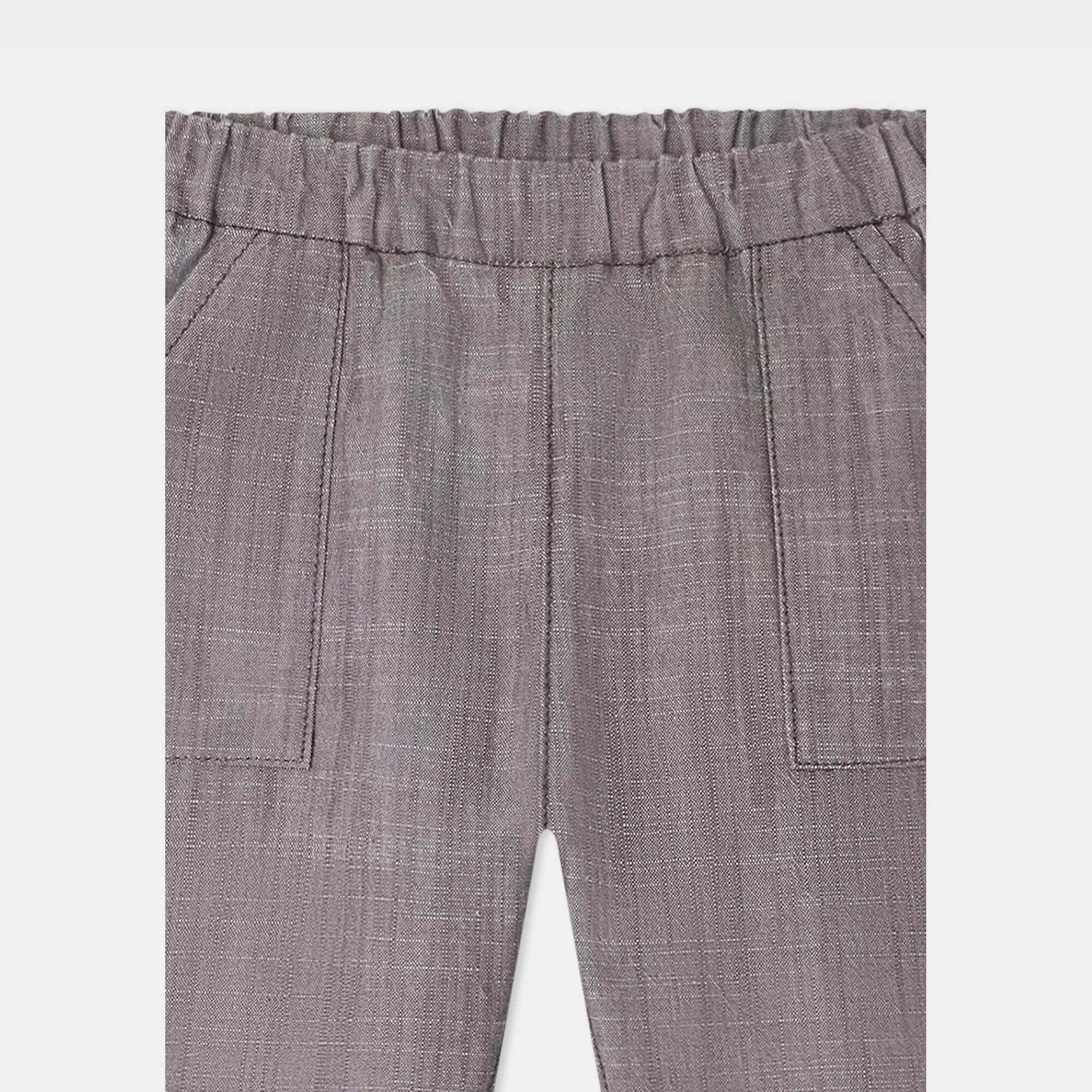 Baby Boys & Girls Grey Cotton Trousers