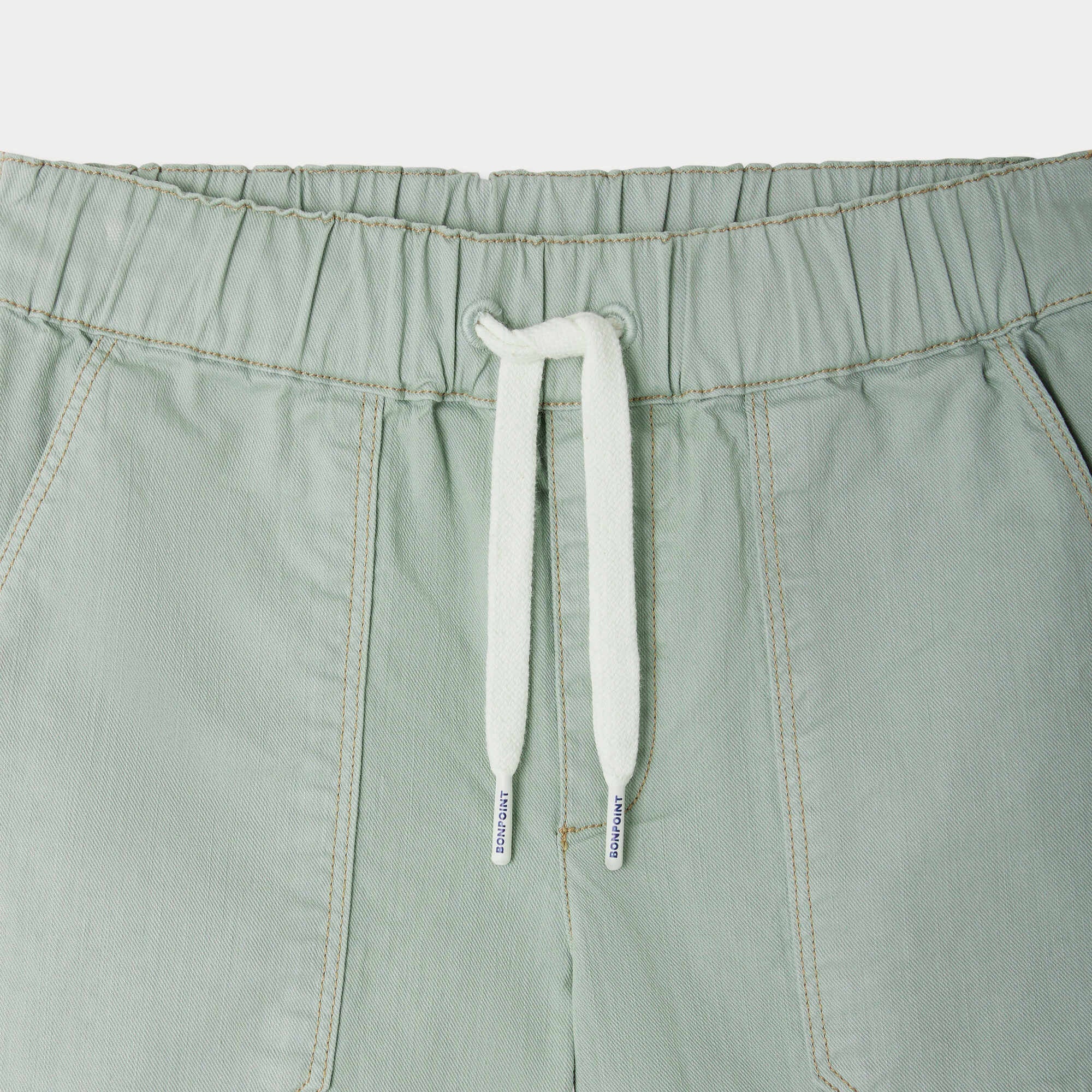 Boys Light Green Cotton Shorts