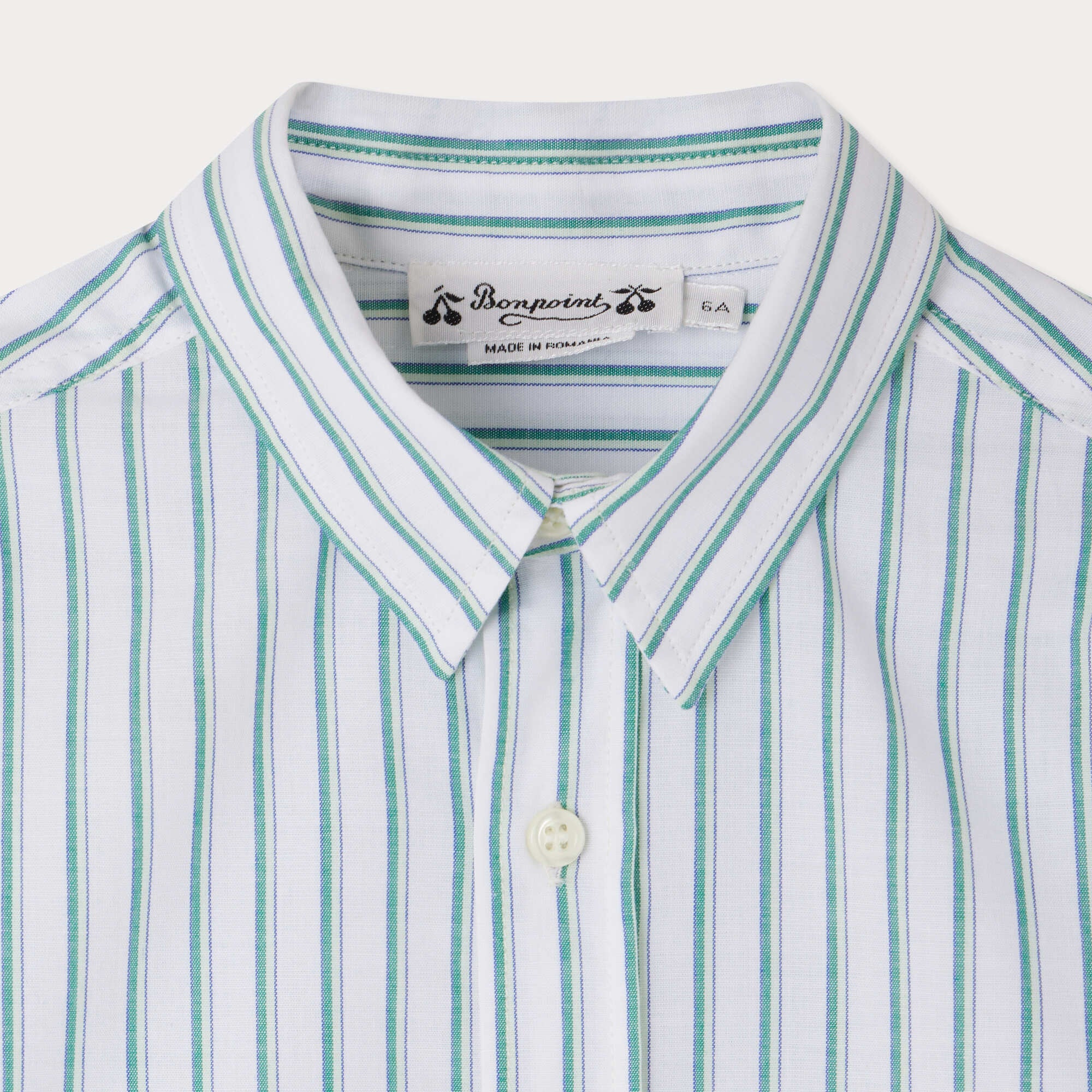 Boys Green Stripes Cotton Shirt