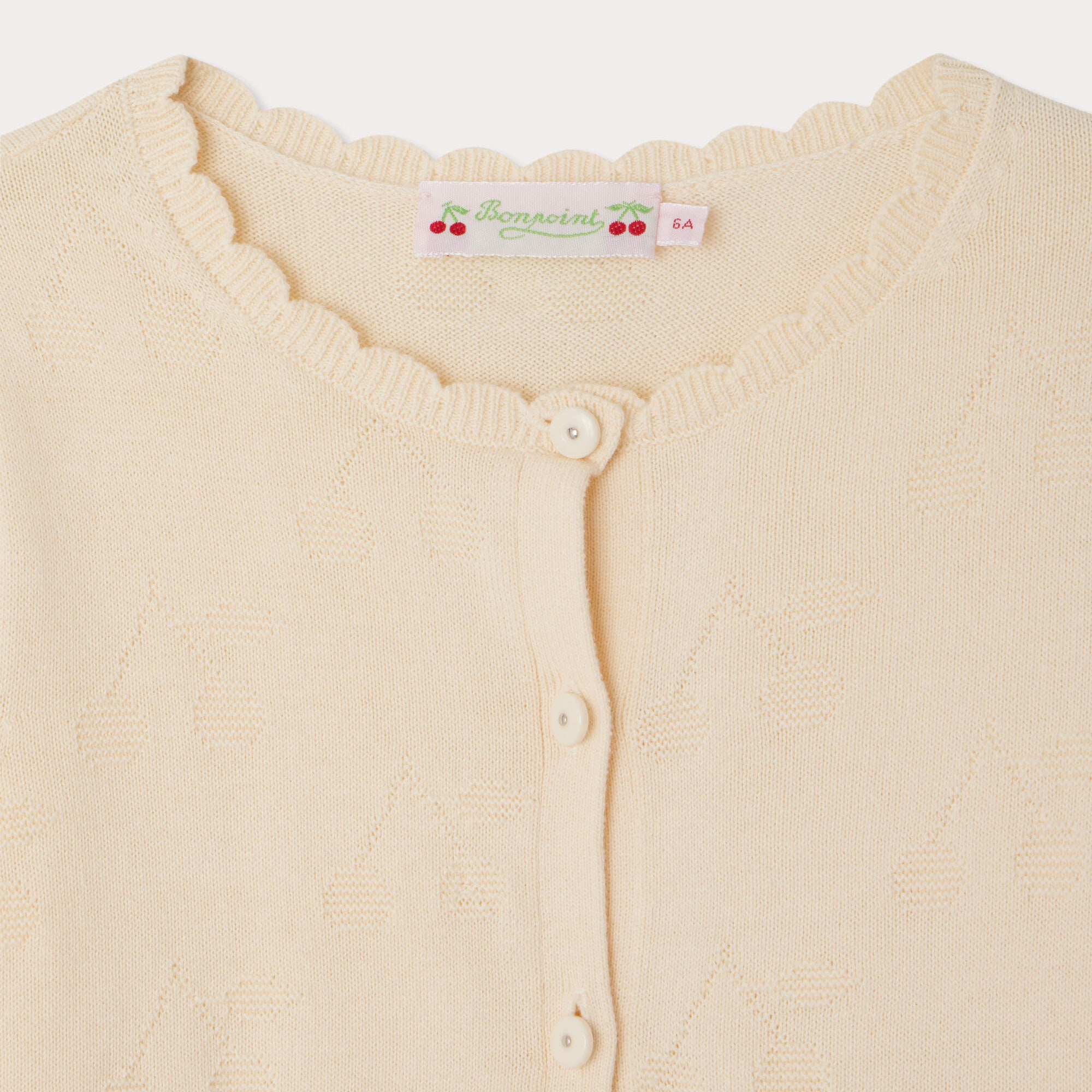 Girls Ivory Jacquard Cotton Cardigan