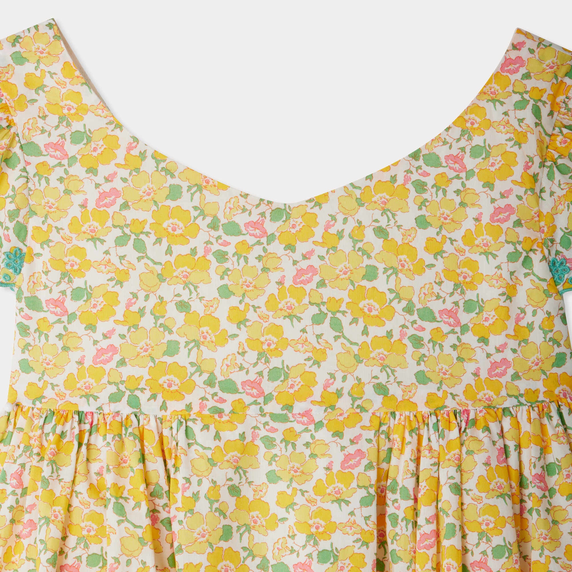Girls Yellow Floral Cotton Dress