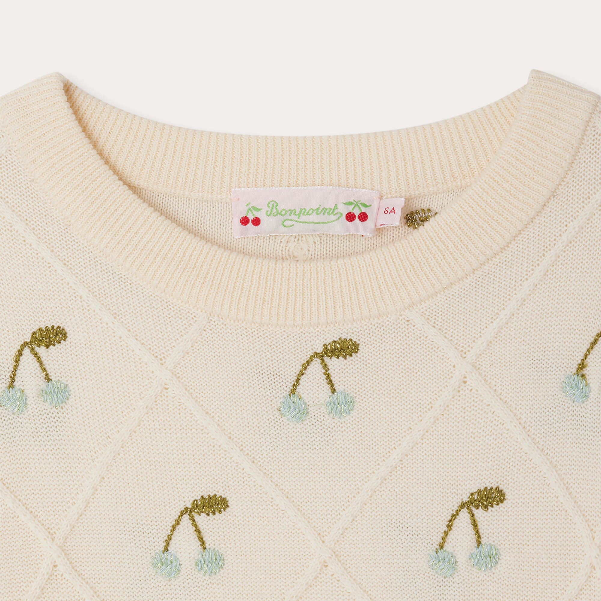 Girls Ivory Embroidered Logo Cotton Sweater