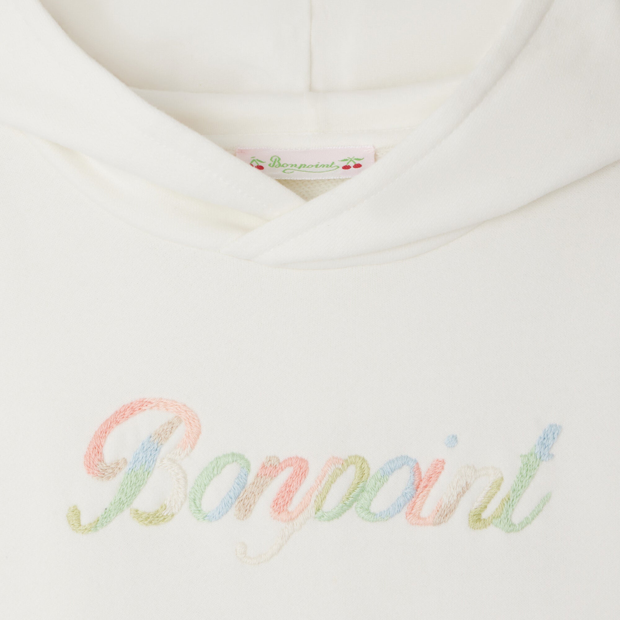 Girls White Embroidered Cotton Sweatshirt