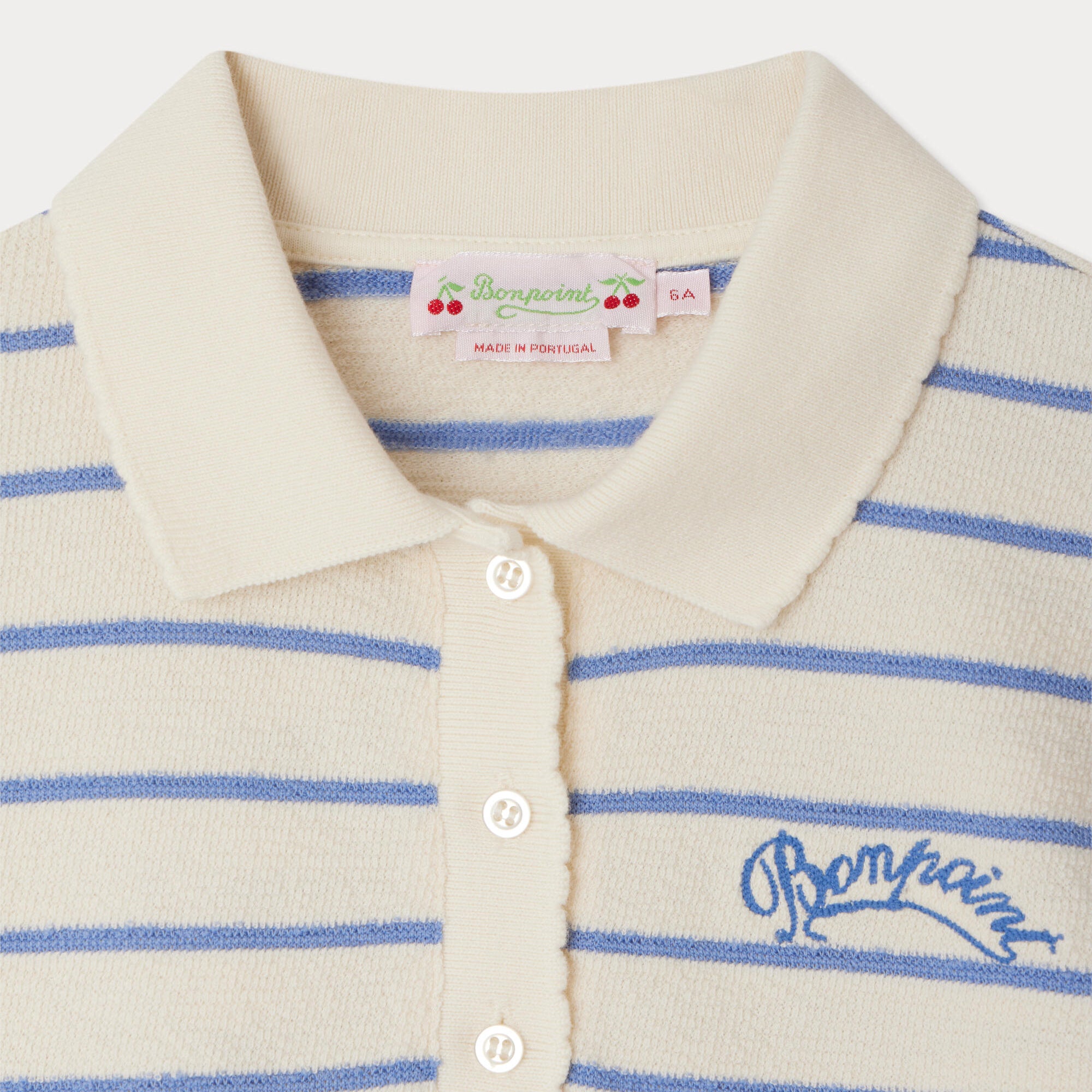 Girls Blue Stripes Cotton Polo Shirt