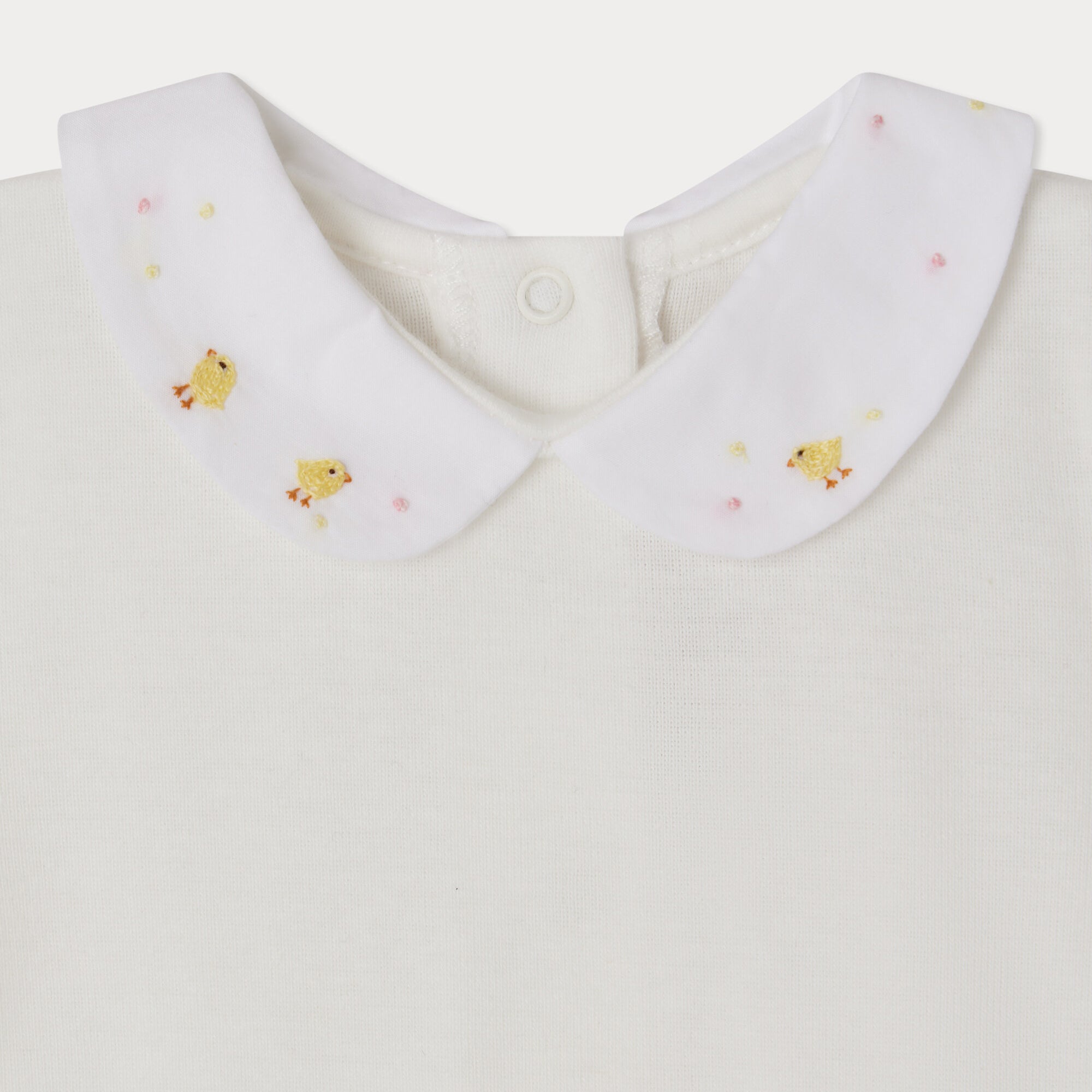 Baby Girls Ivory Embroidered Cotton Babysuit