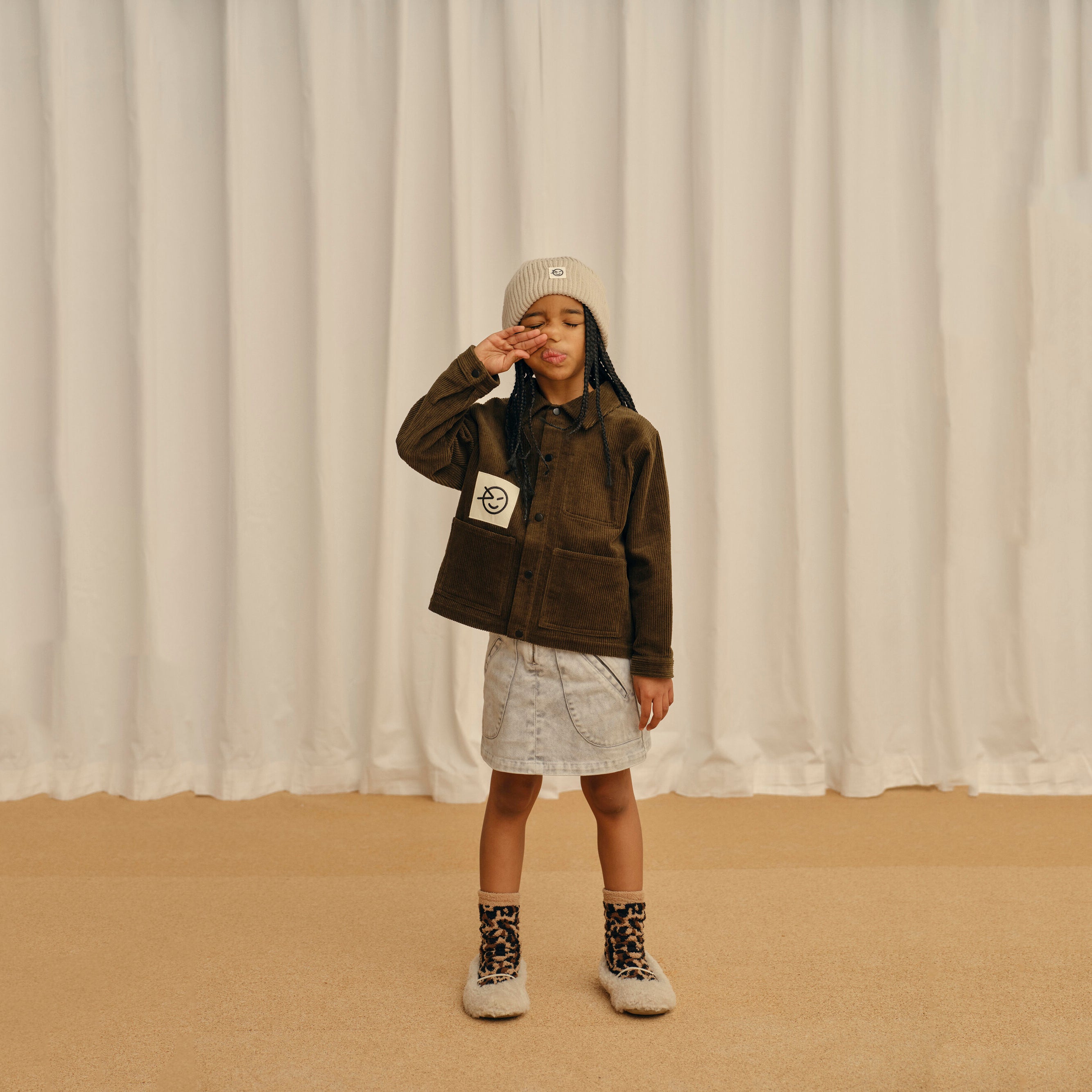 Boys & Girls Beige Knit Hat