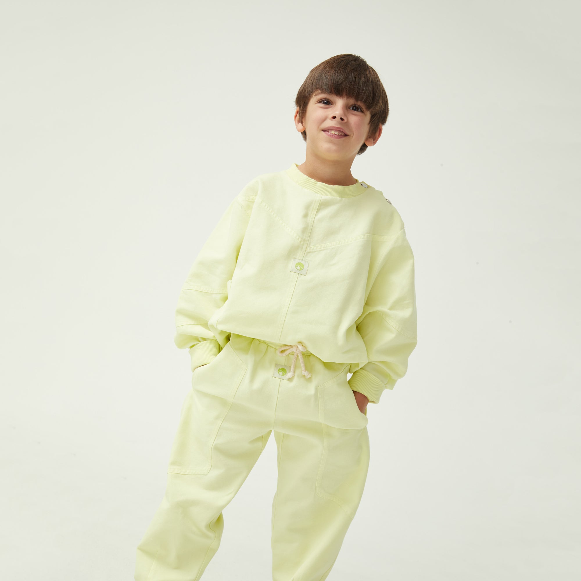 Boys & Girls Fluo Green Cotton Sweatshirt