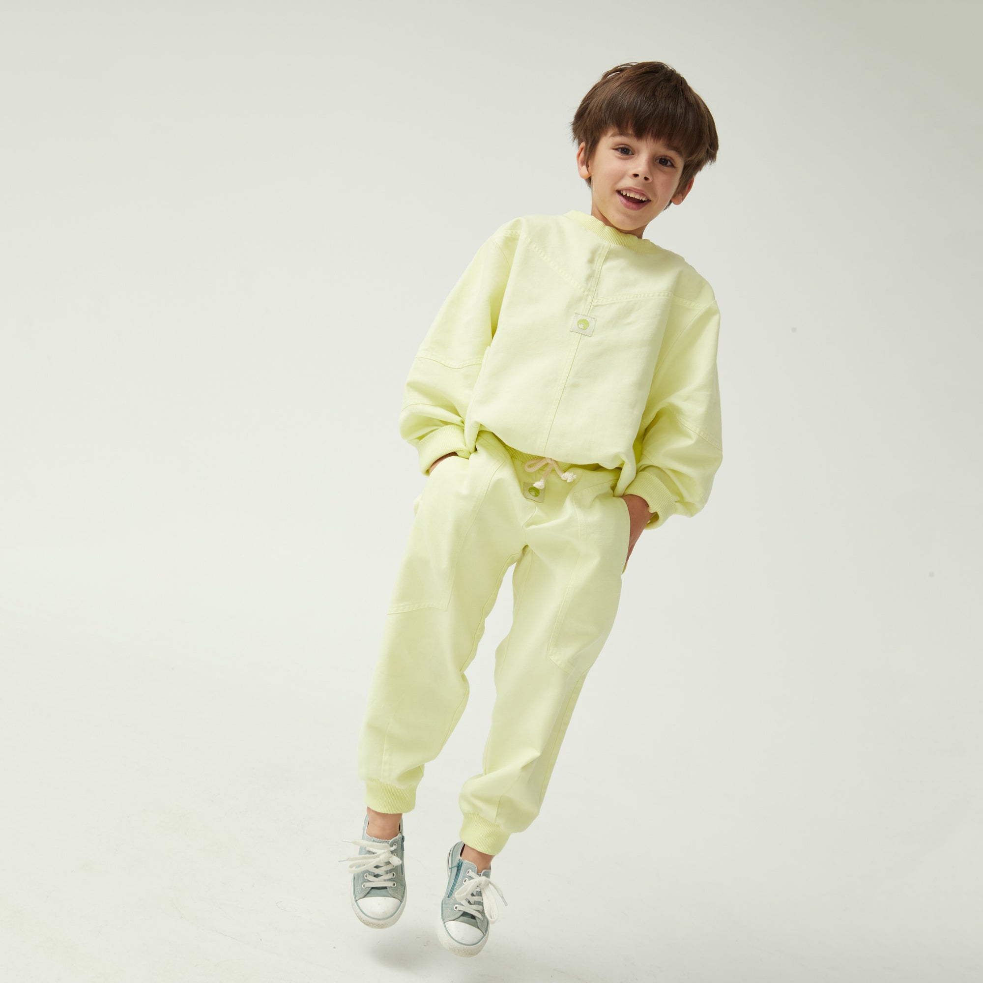 Boys & Girls Fluo Green Cotton Trousers