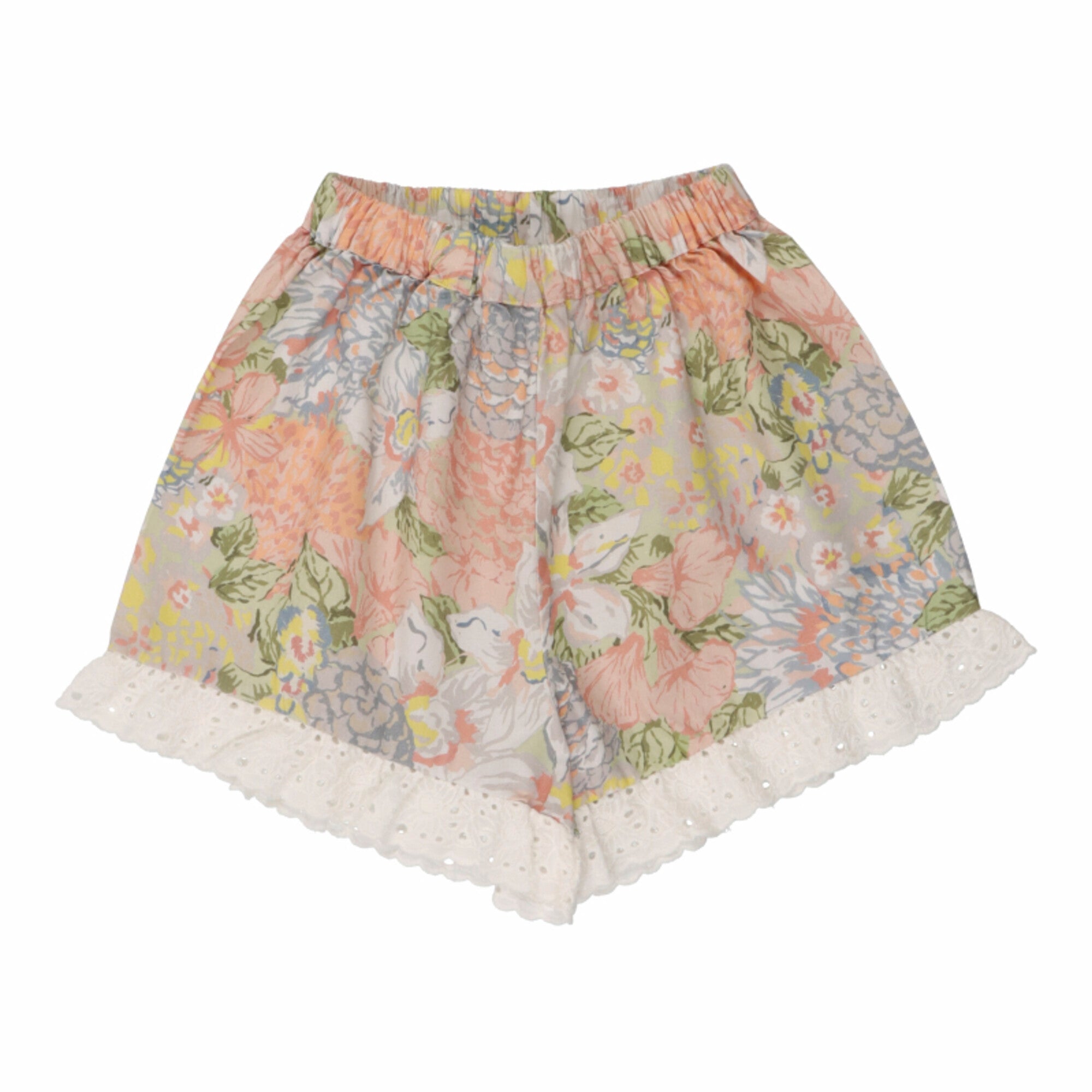 Girls Multicolor Flowers Cotton Shorts