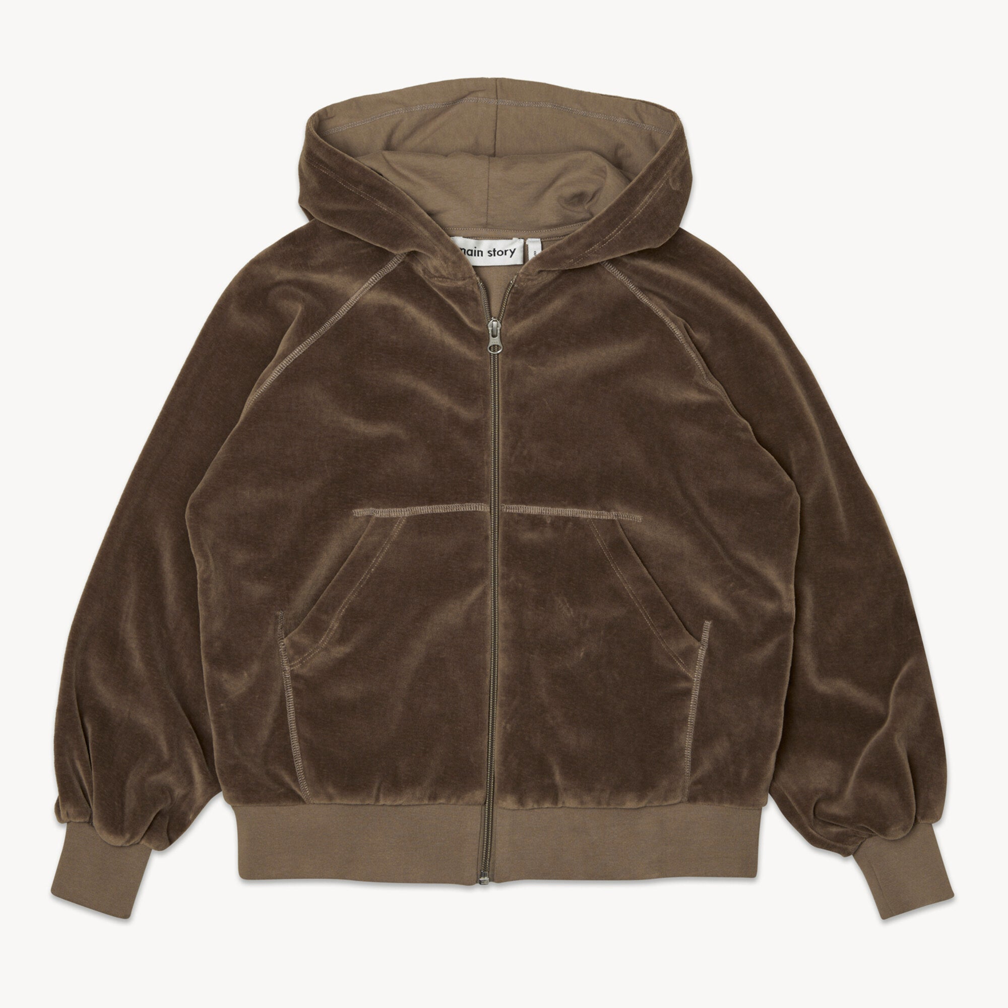 Boys & Girls Coffee Velvet Zip-Up Top