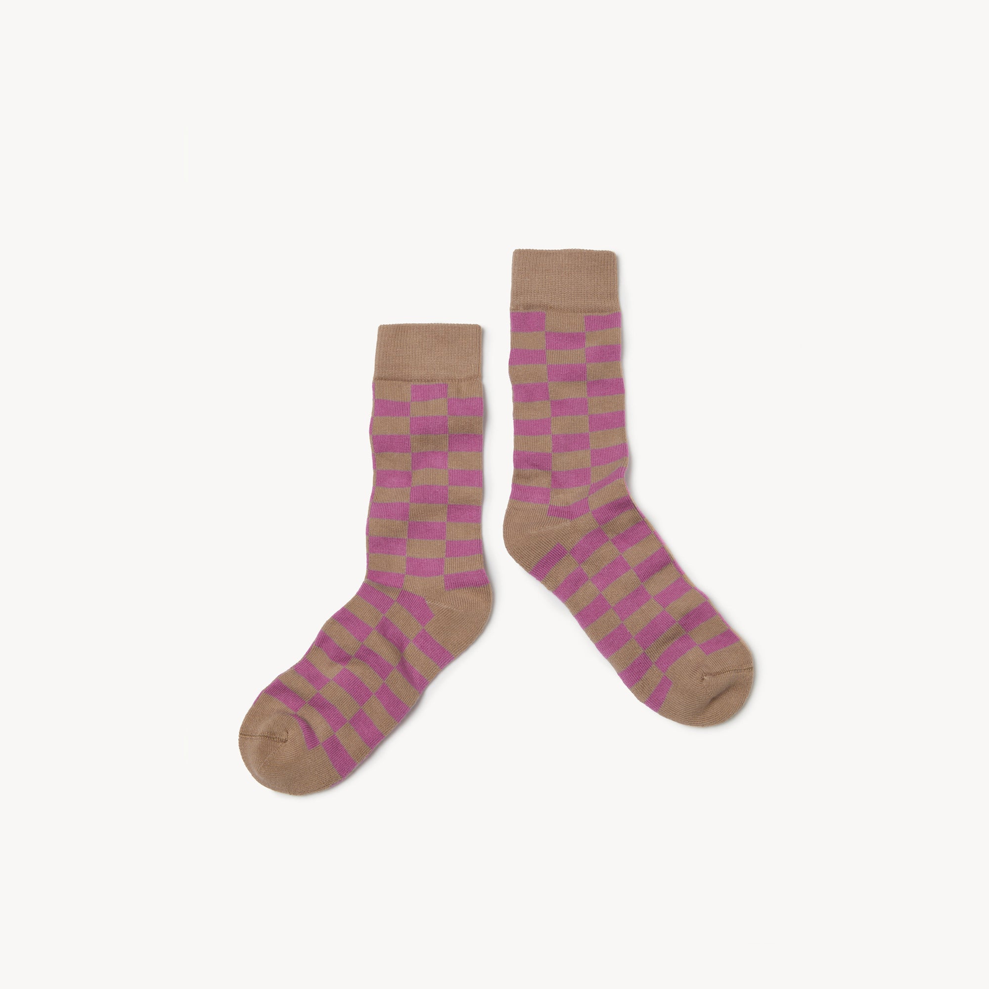 Boys & Girls Brown Check Cotton Socks