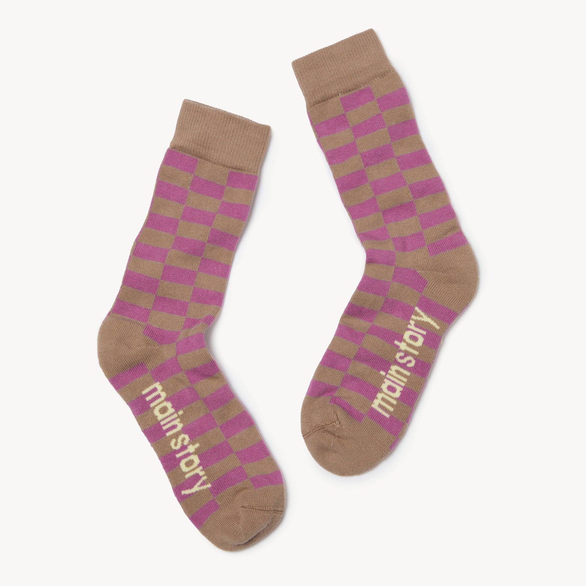 Boys & Girls Brown Check Cotton Socks