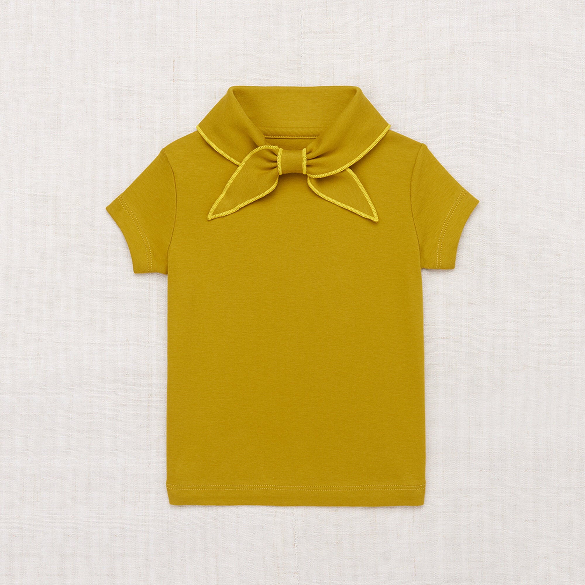 Girls Yellow Bow Cotton T-Shirt