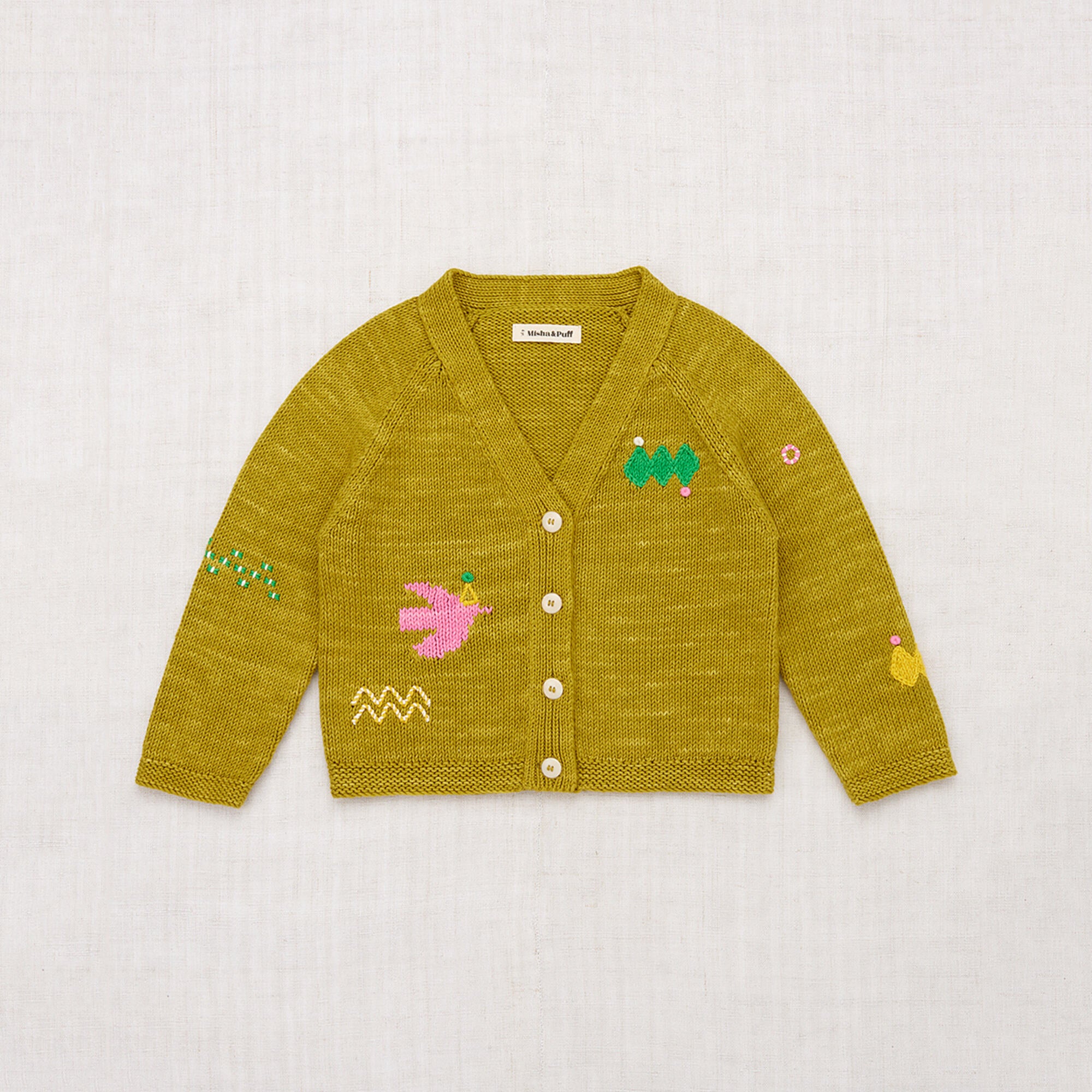 Boys & Girls Olive Jacquard Cotton Cardigan