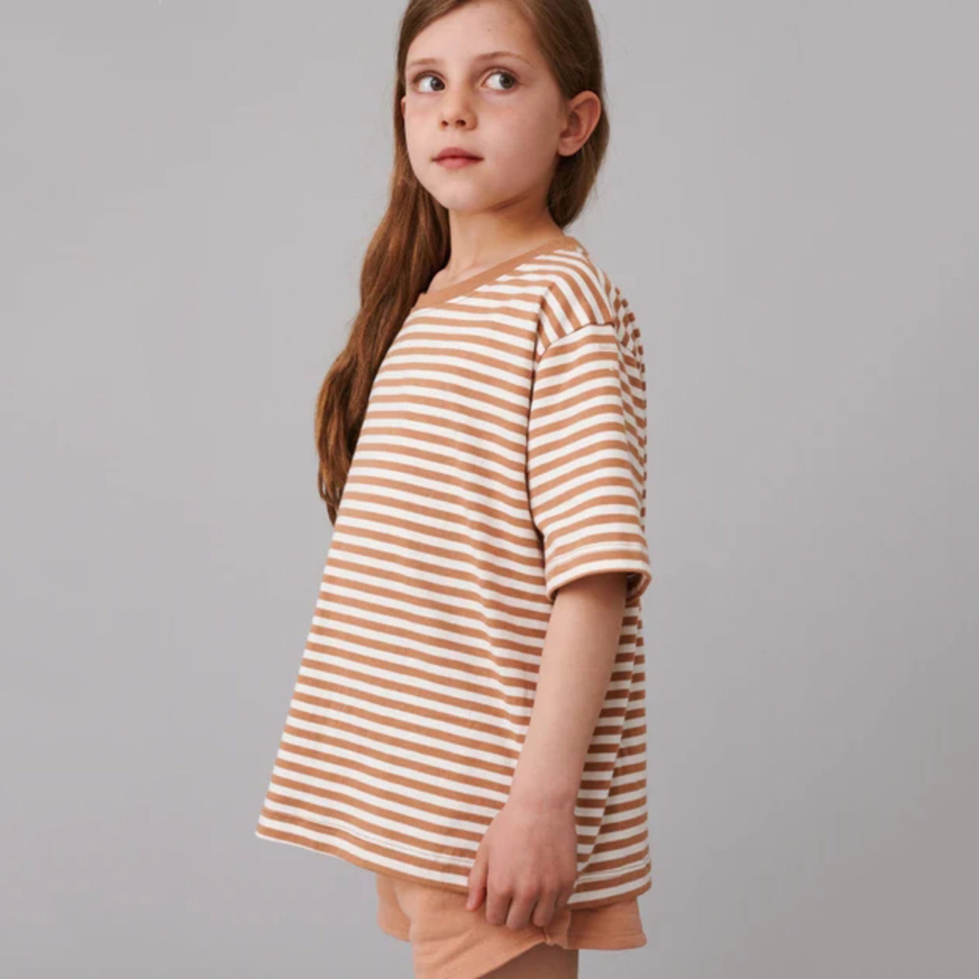 Boys & Girls Camel Stripes Cotton T-Shirt