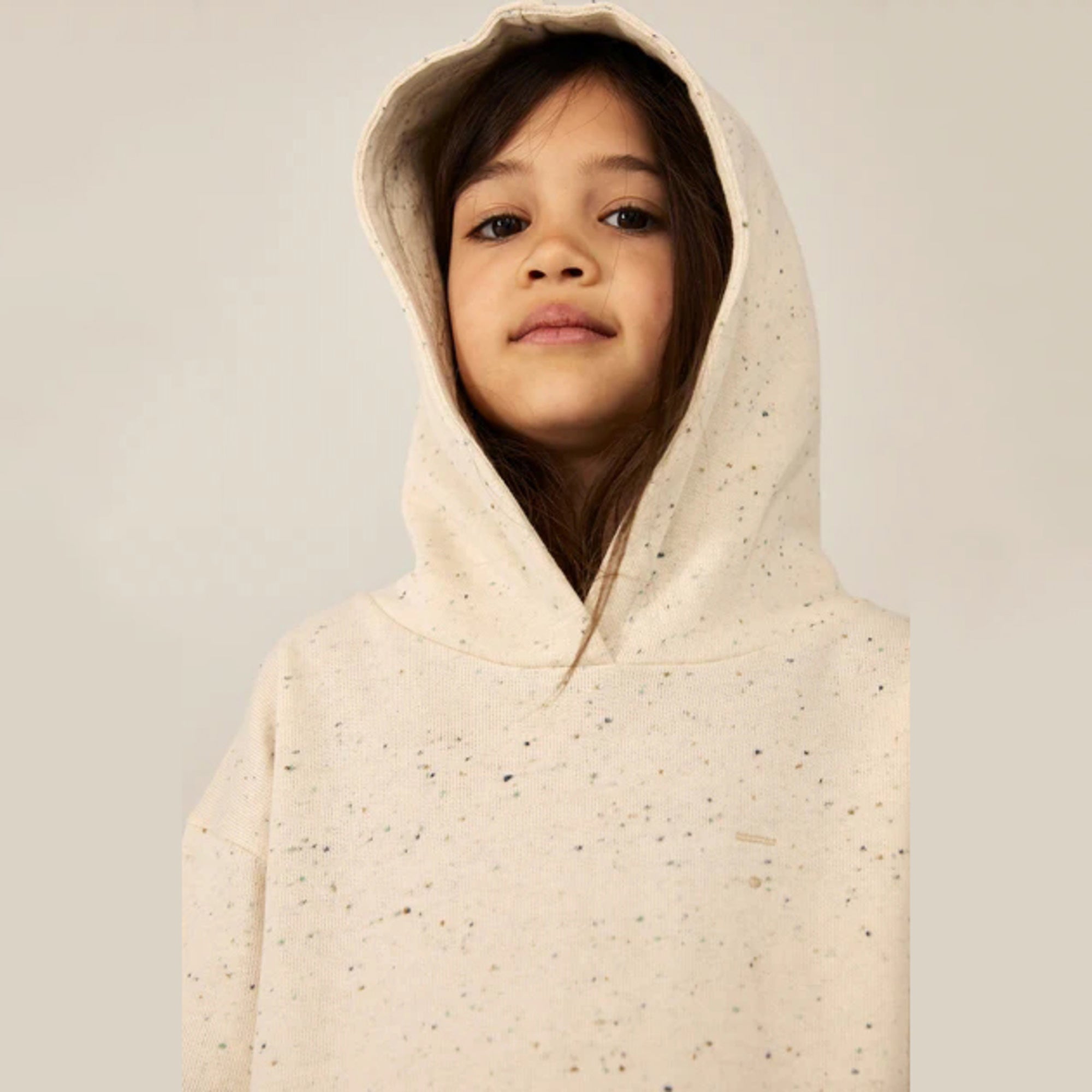 Boys & Girls Beige Cotton Hooded Sweatshirt