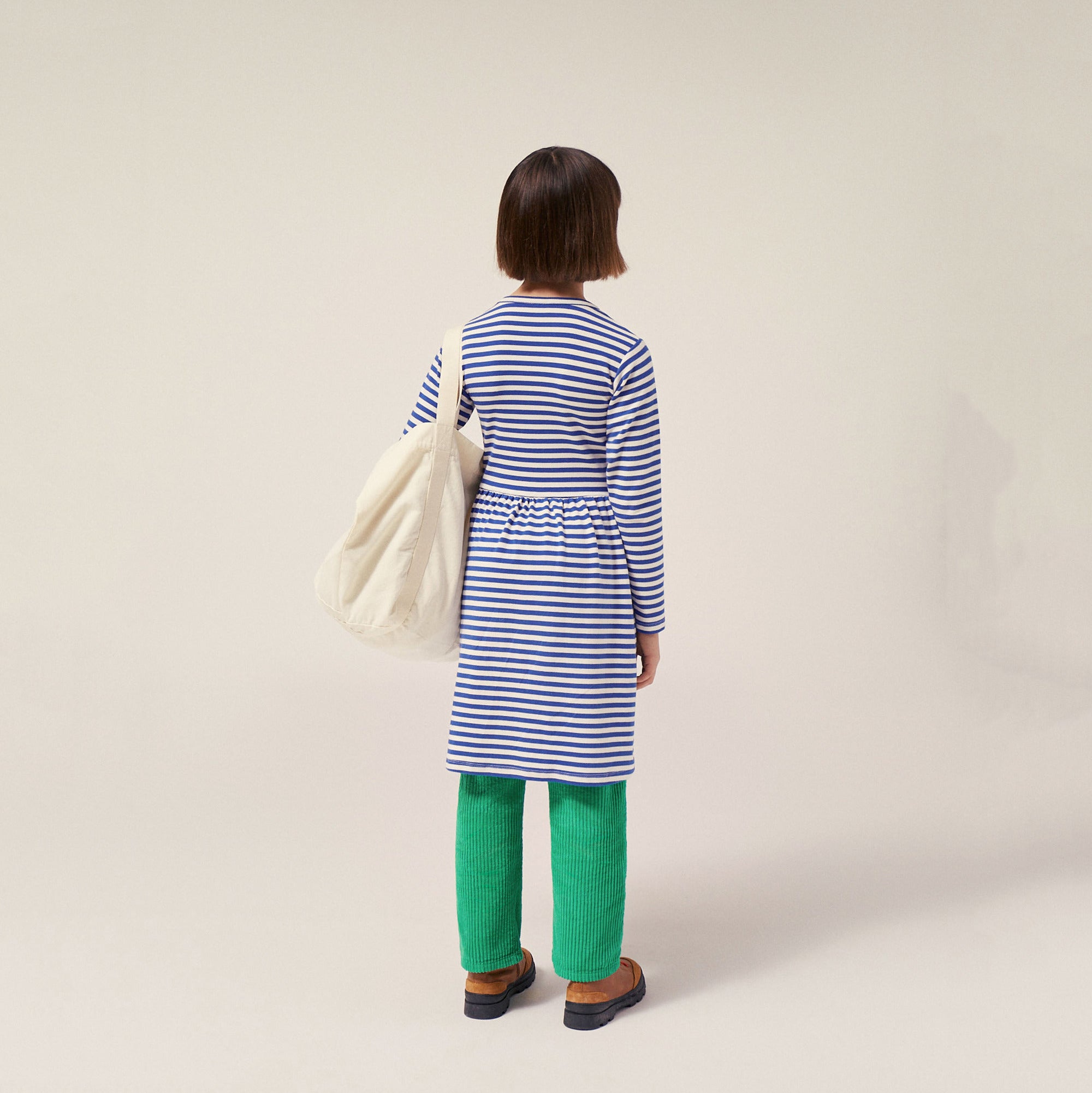 Girls Blue Stripes Cotton Dress
