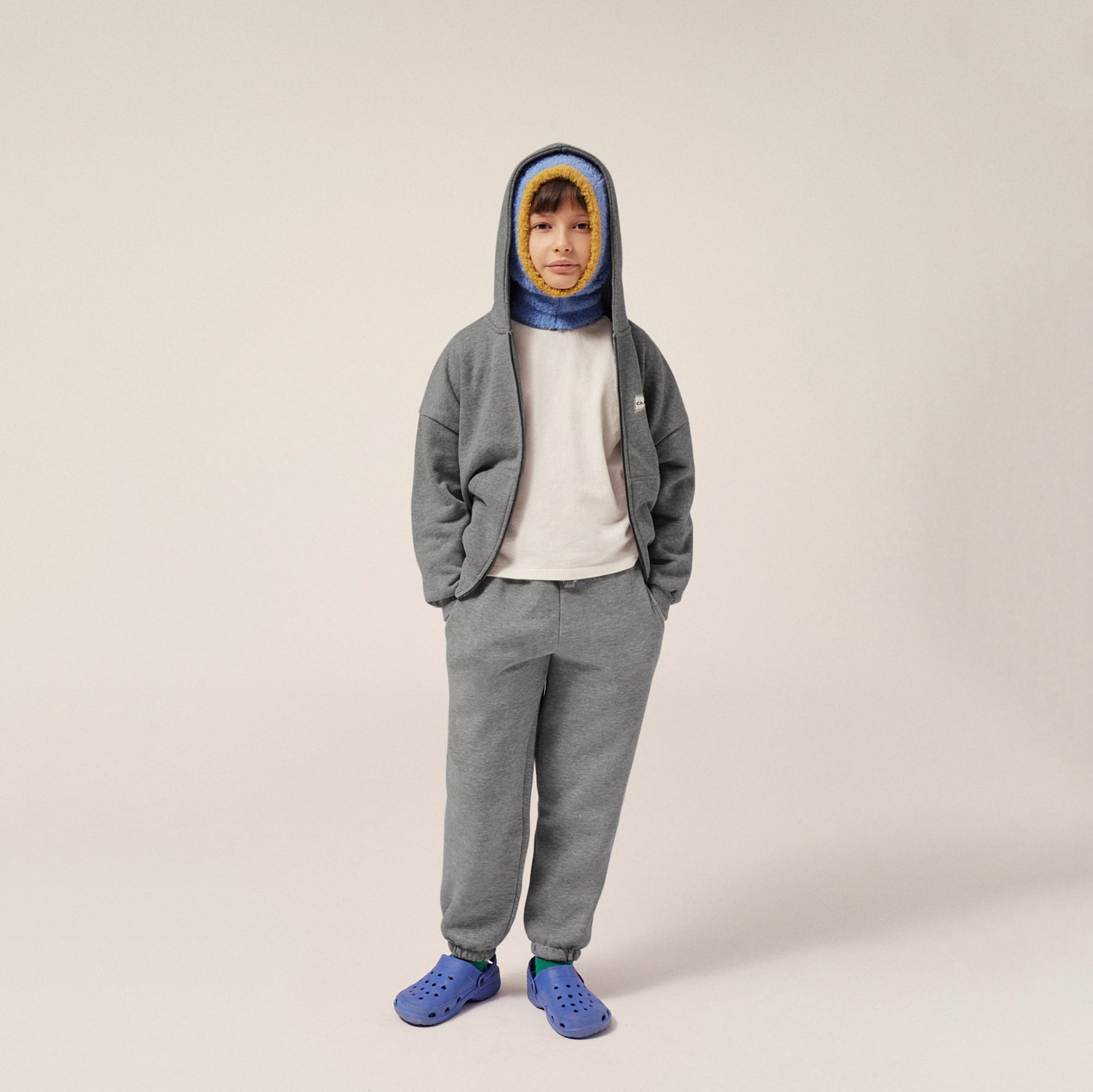 Boys & Girls Grey Cotton Zip-Up Top