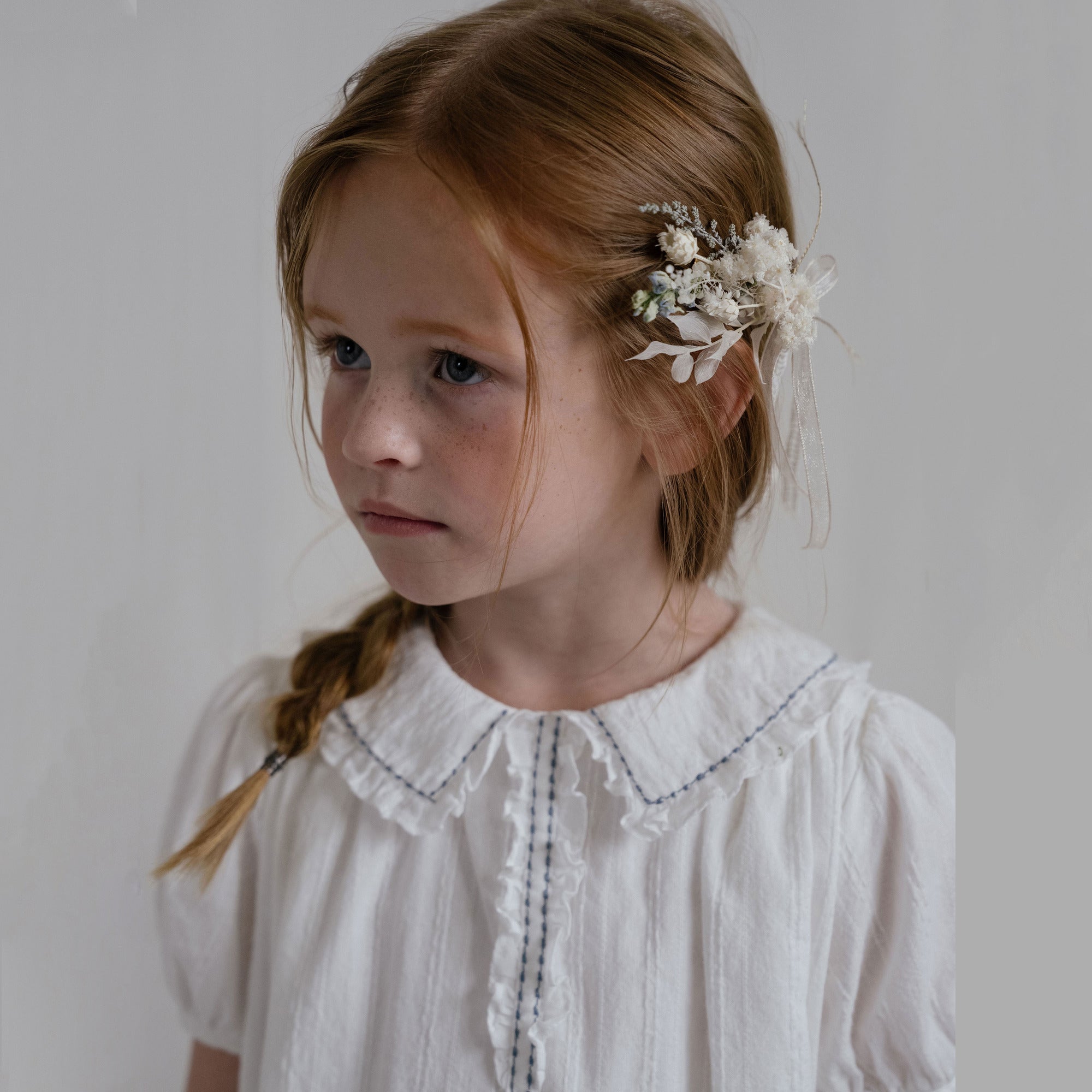 Girls White Cotton Dress