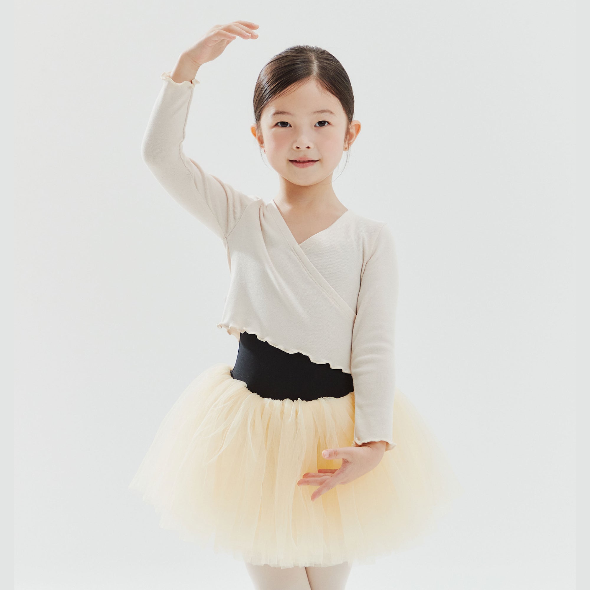 Girls Cream Ballet V-neck T-Shirt