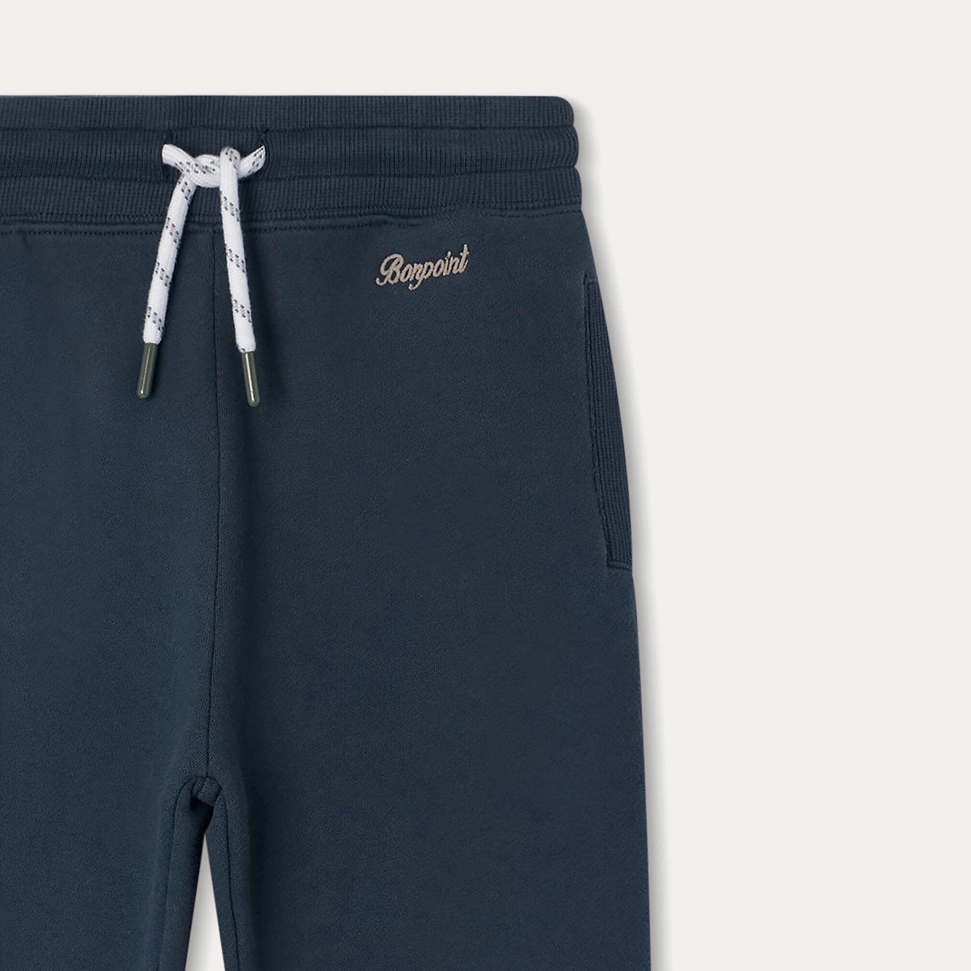 Boys Dark Green Logo Cotton Trousers