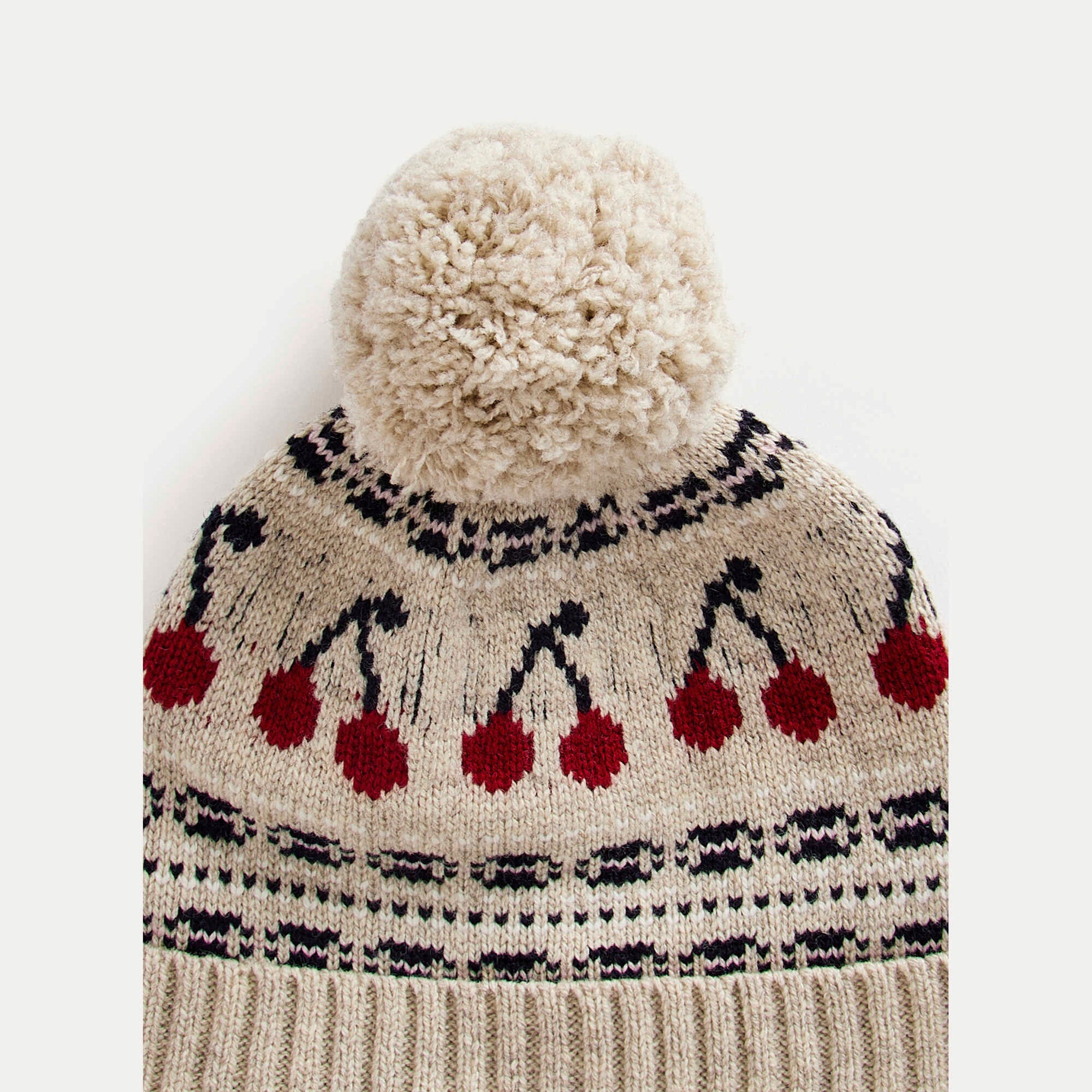 Girls Beige Logo Wool Hat