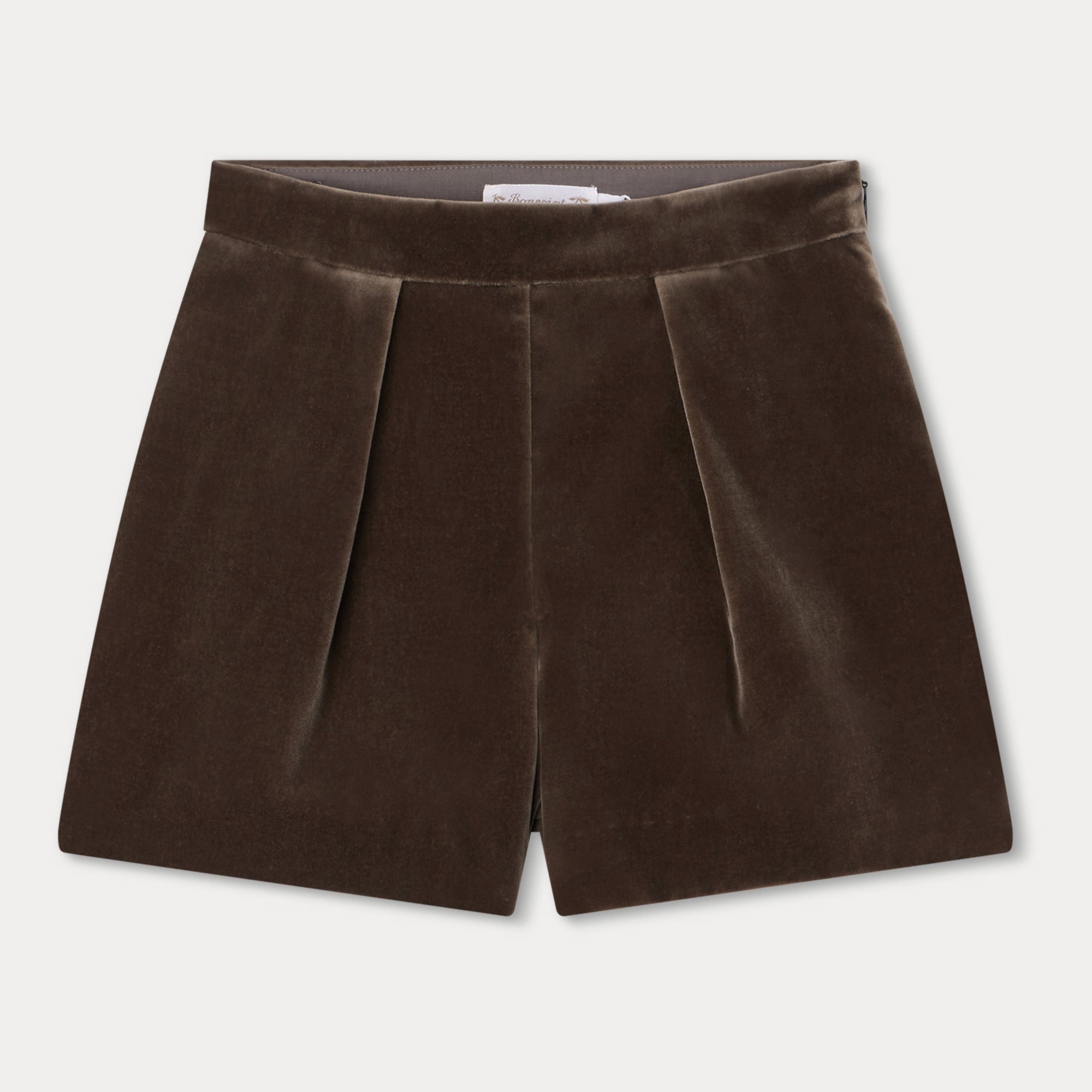 Girls Taupe Velvet Shorts