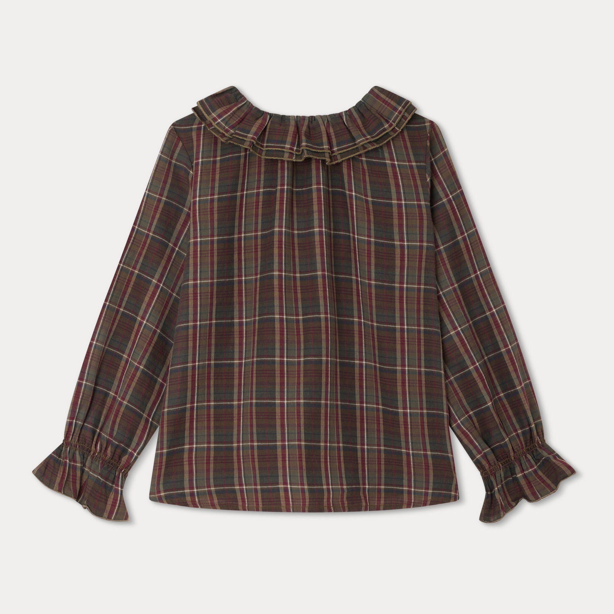 Girls Brown Check Cotton Top