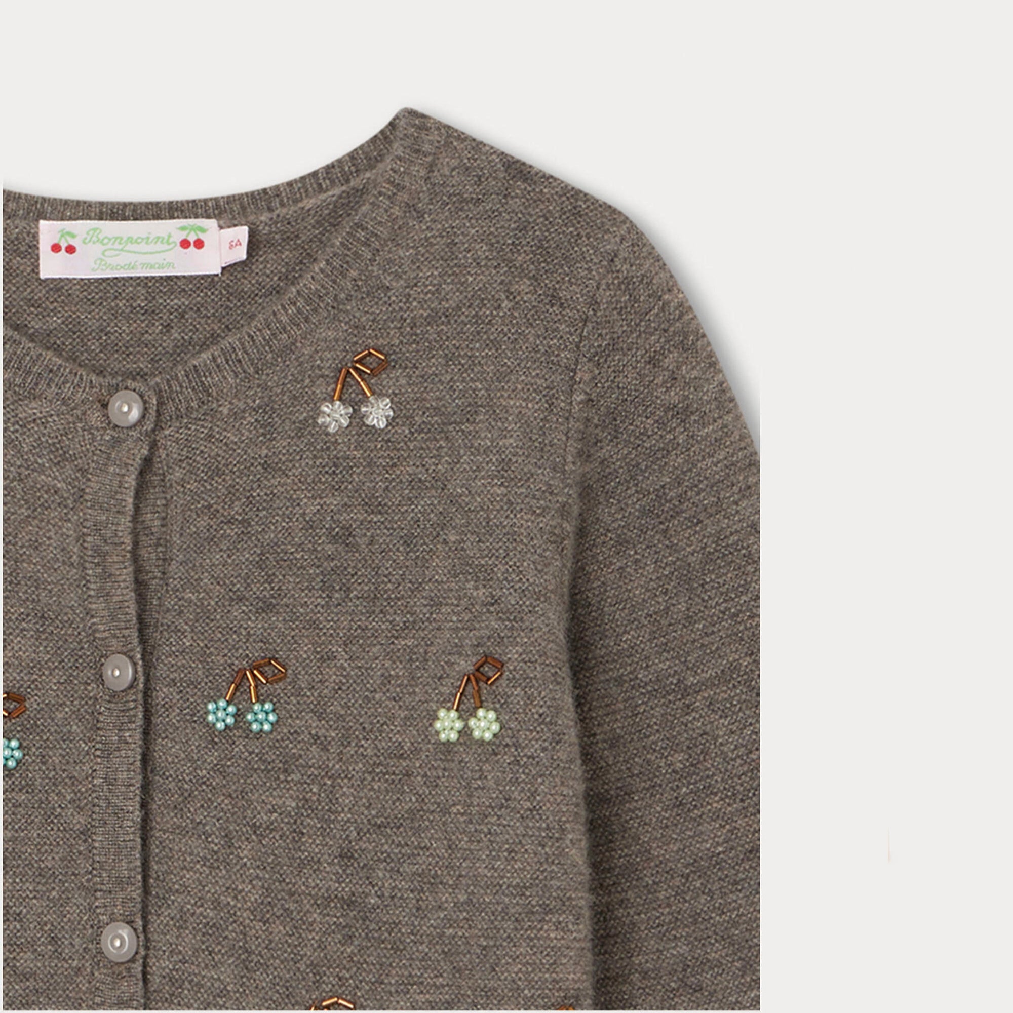 Girls Grey Logo Cashmere Cardigan