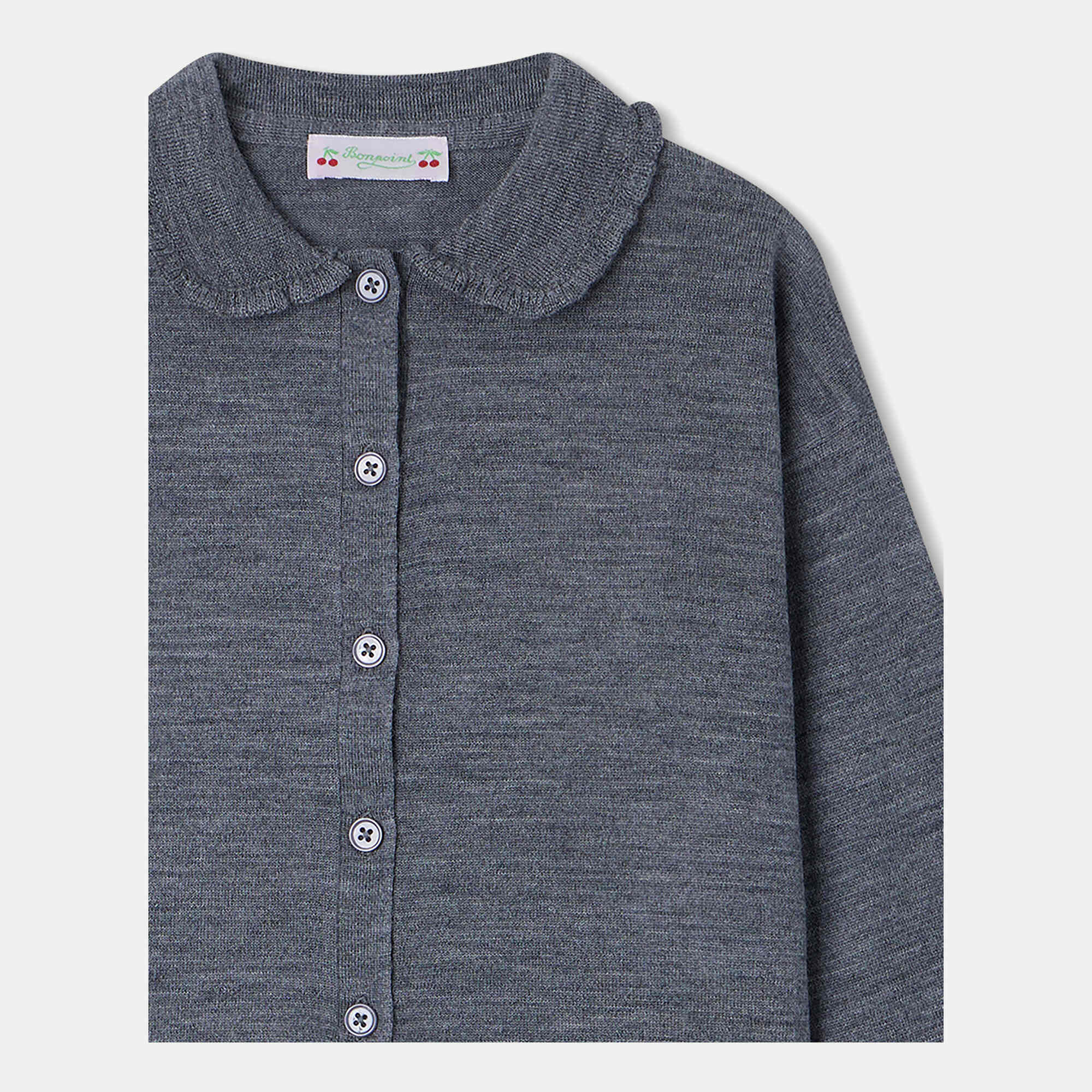 Girls Grey Wool Cardigan