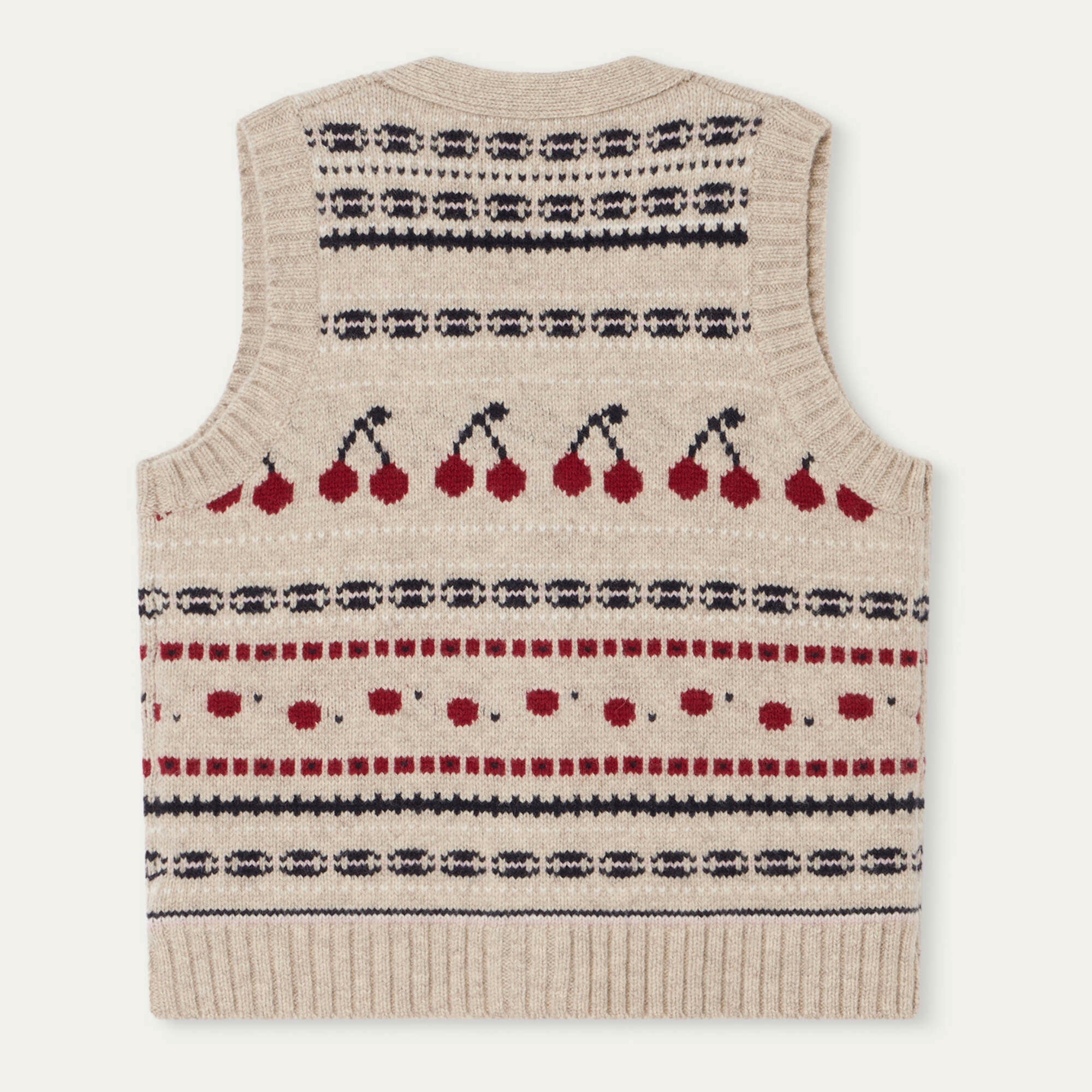 Girls Beige Logo Wool Gilet