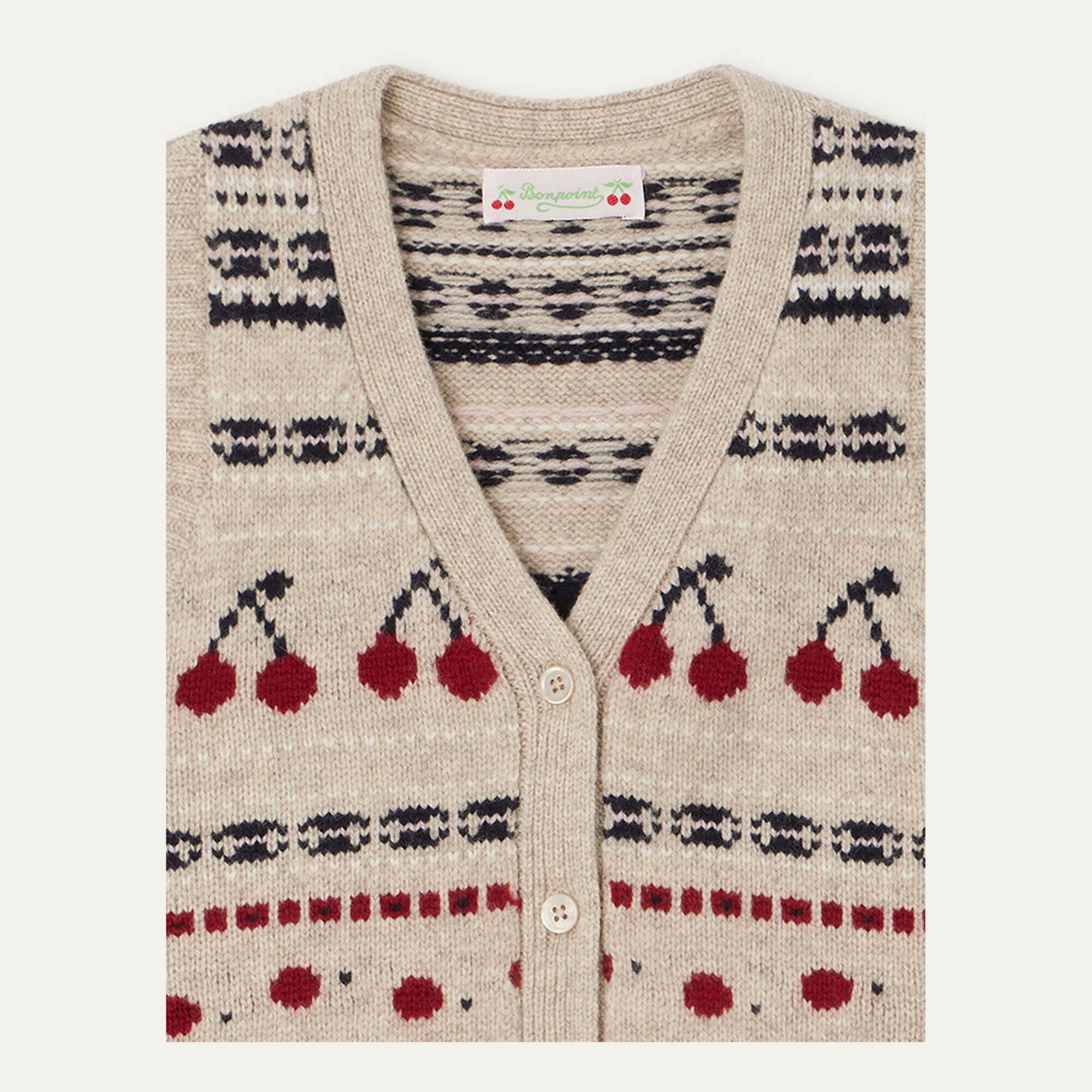 Girls Beige Logo Wool Gilet