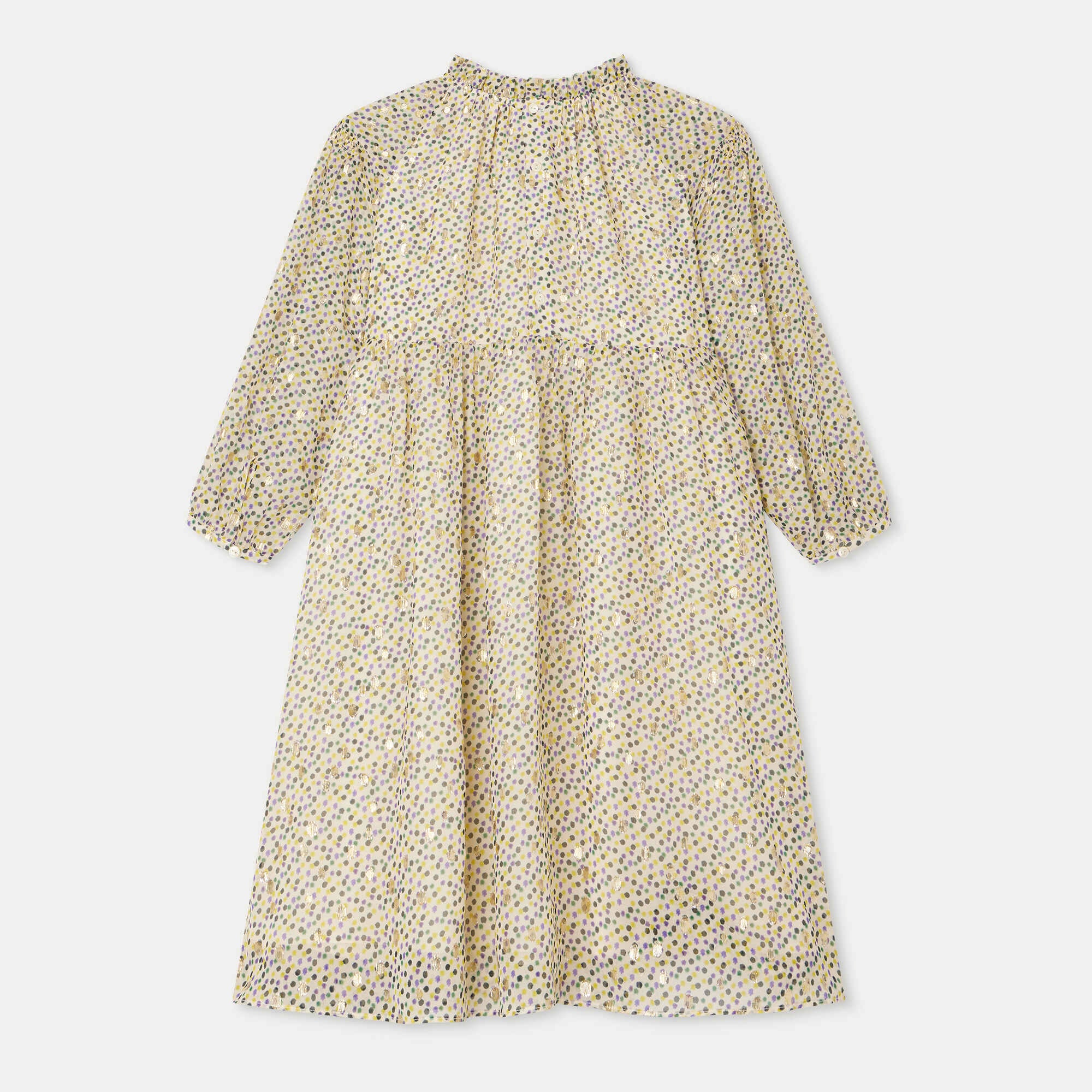 Girls Multicolor Dots Silk Dress