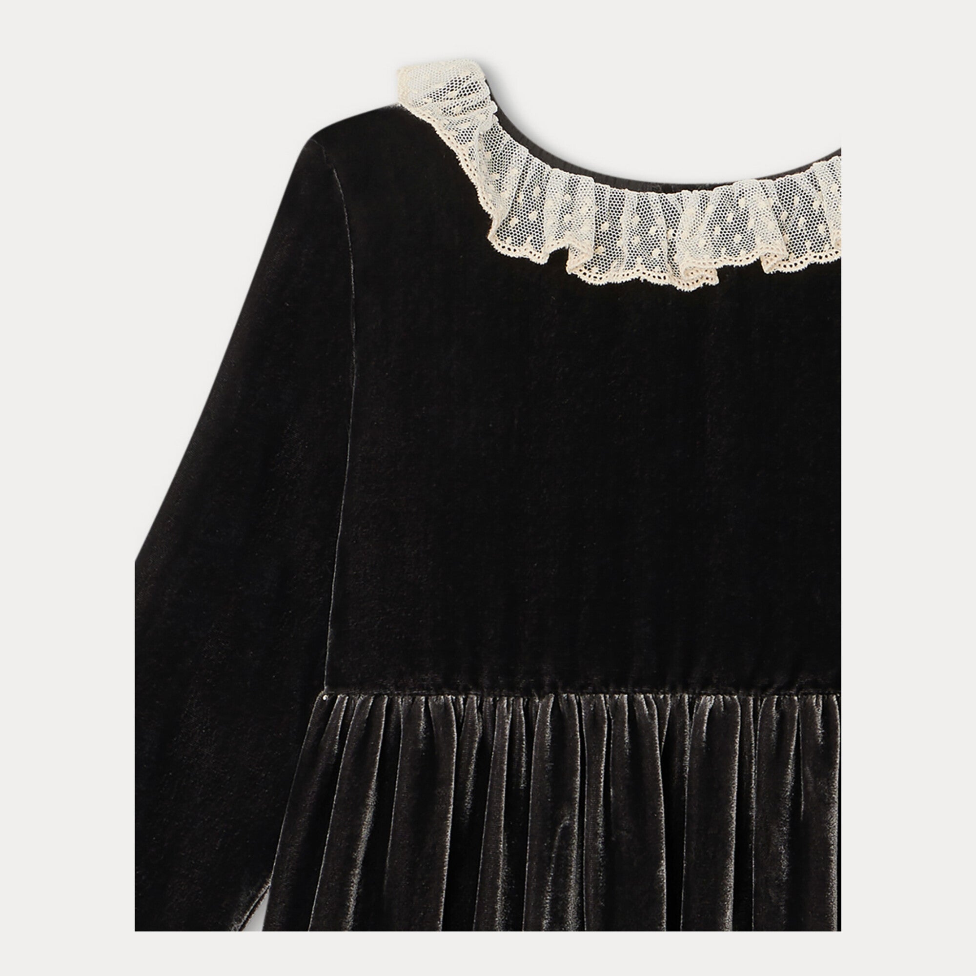 Girls Taupe Velvet Dress