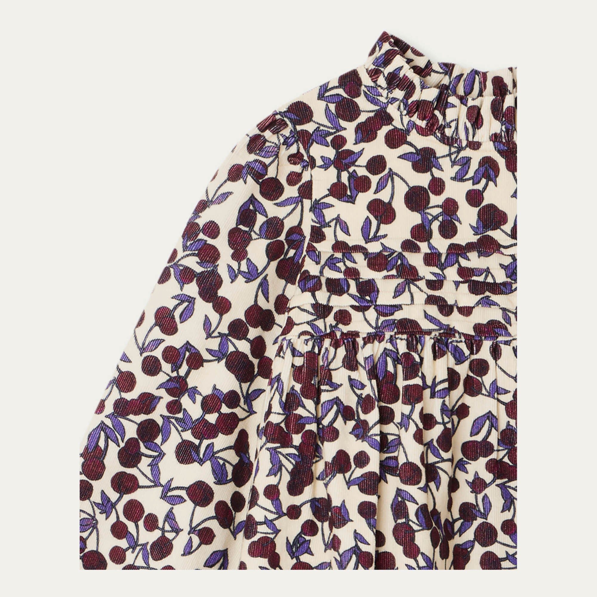 Girls Purple Cherry Corduroy Dress