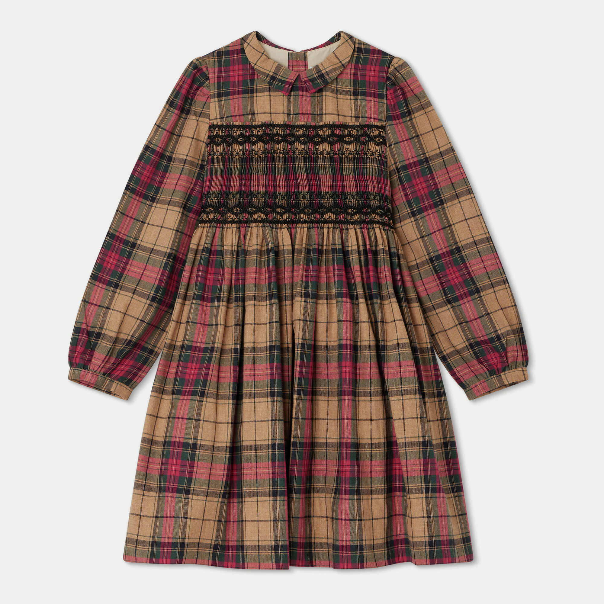 Girls Camel Check Cotton Dress