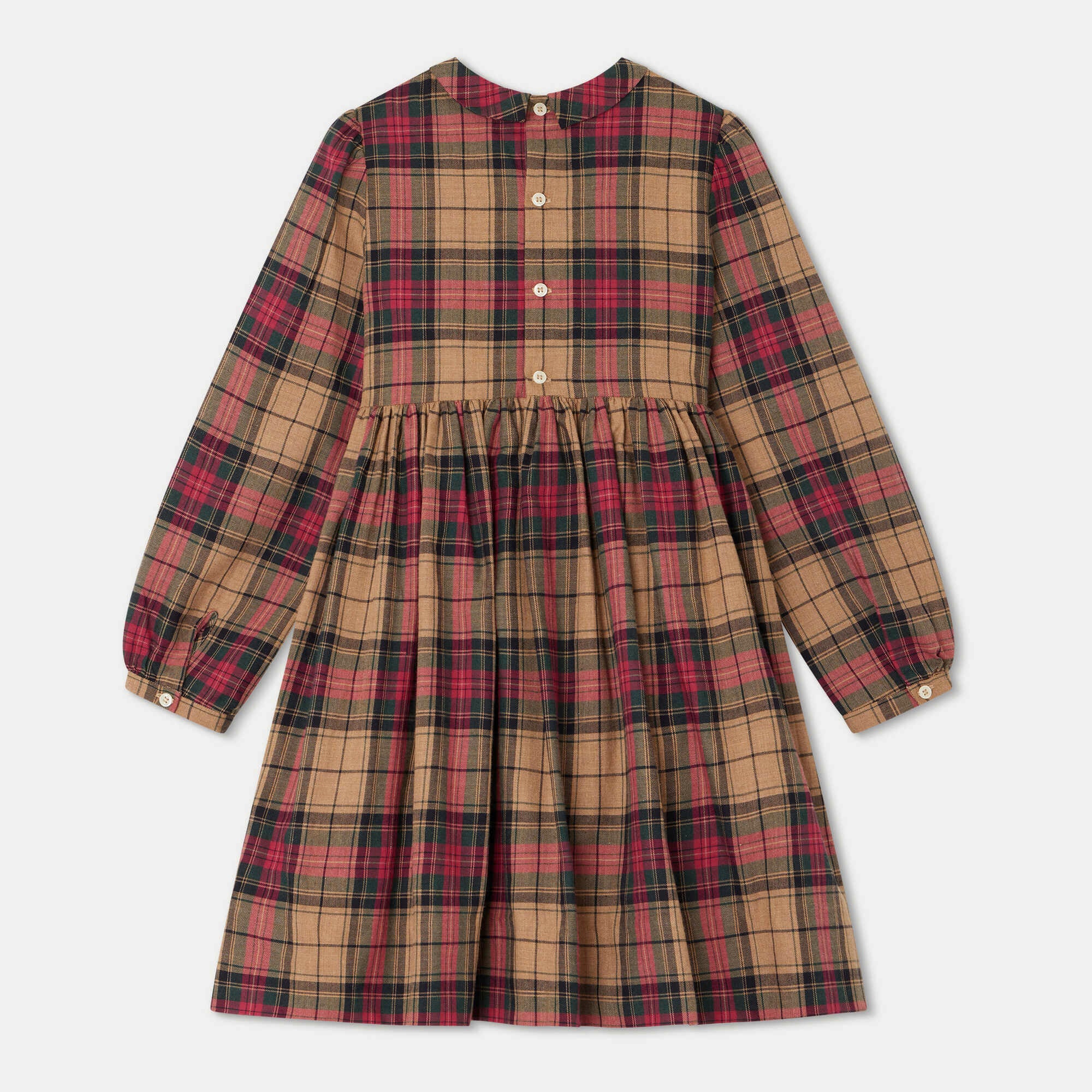 Girls Camel Check Cotton Dress