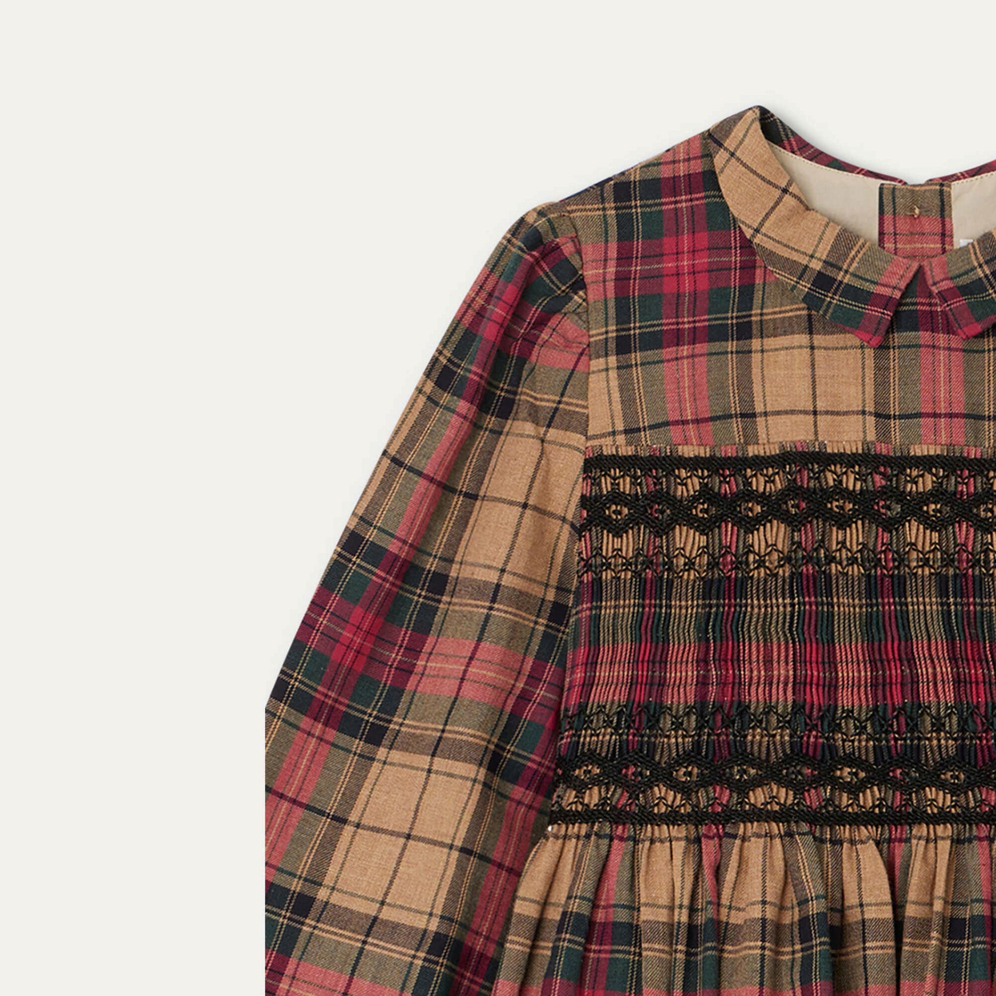 Girls Camel Check Cotton Dress