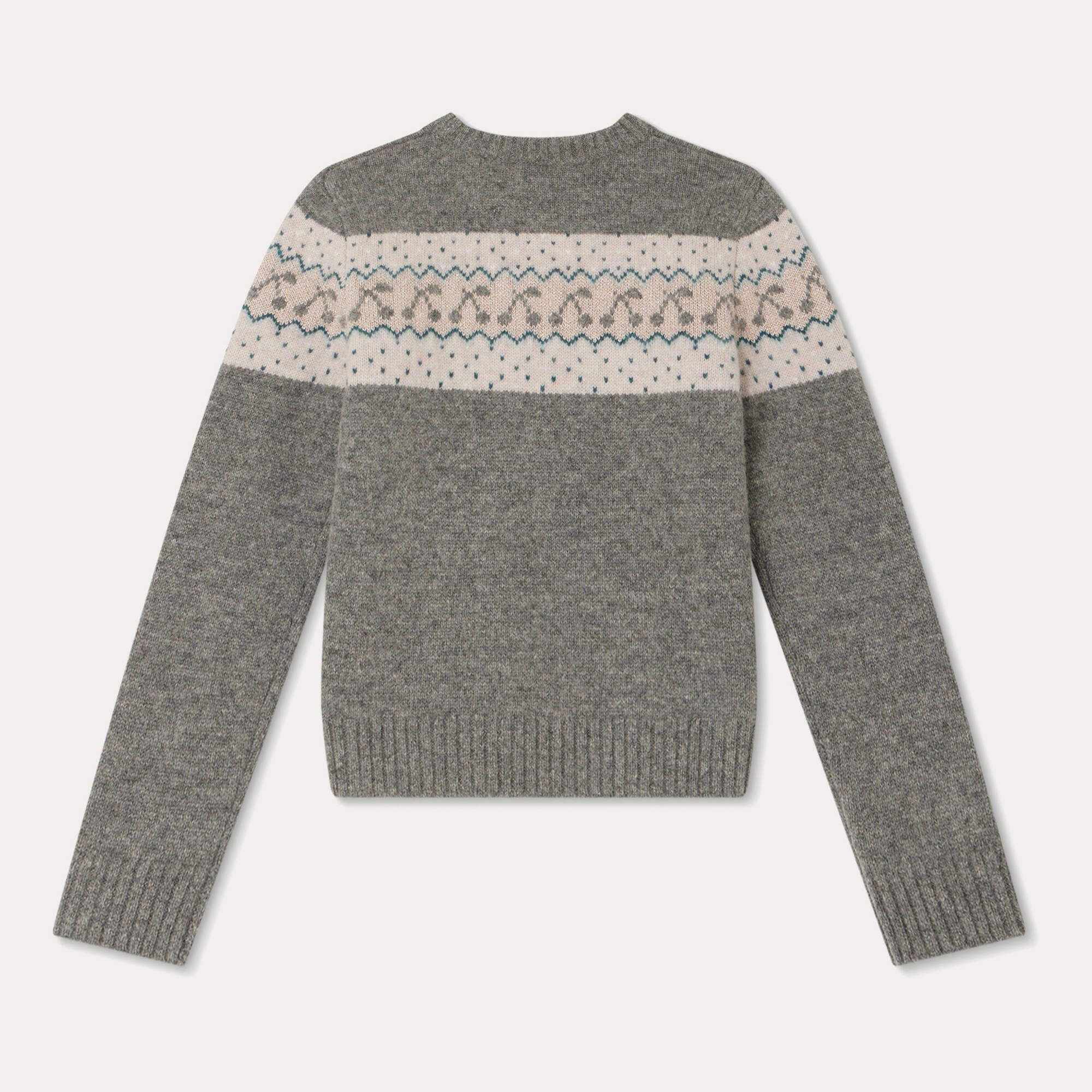Girls Grey Jacquard Wool Sweater