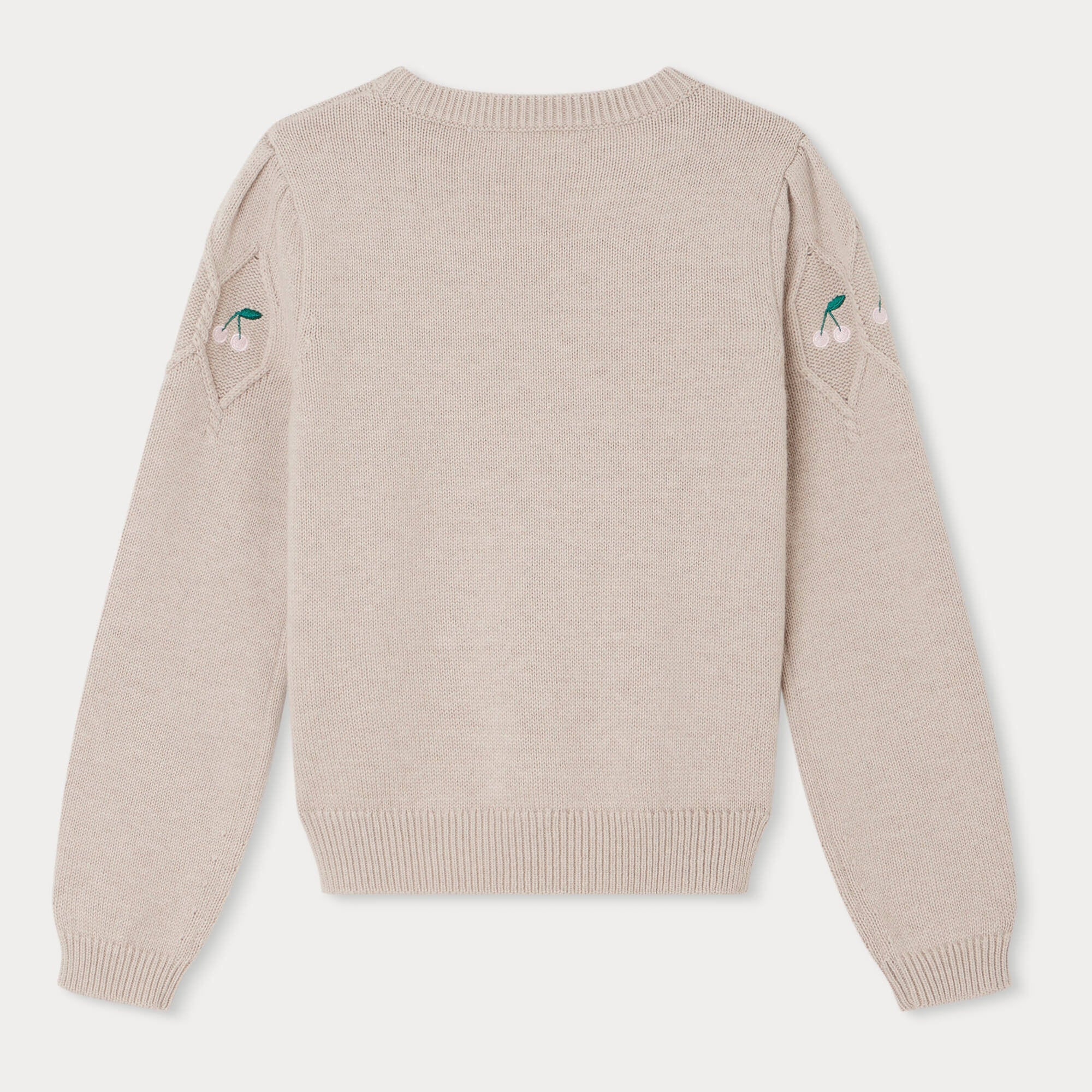 Girls Beige Logo Wool Sweater