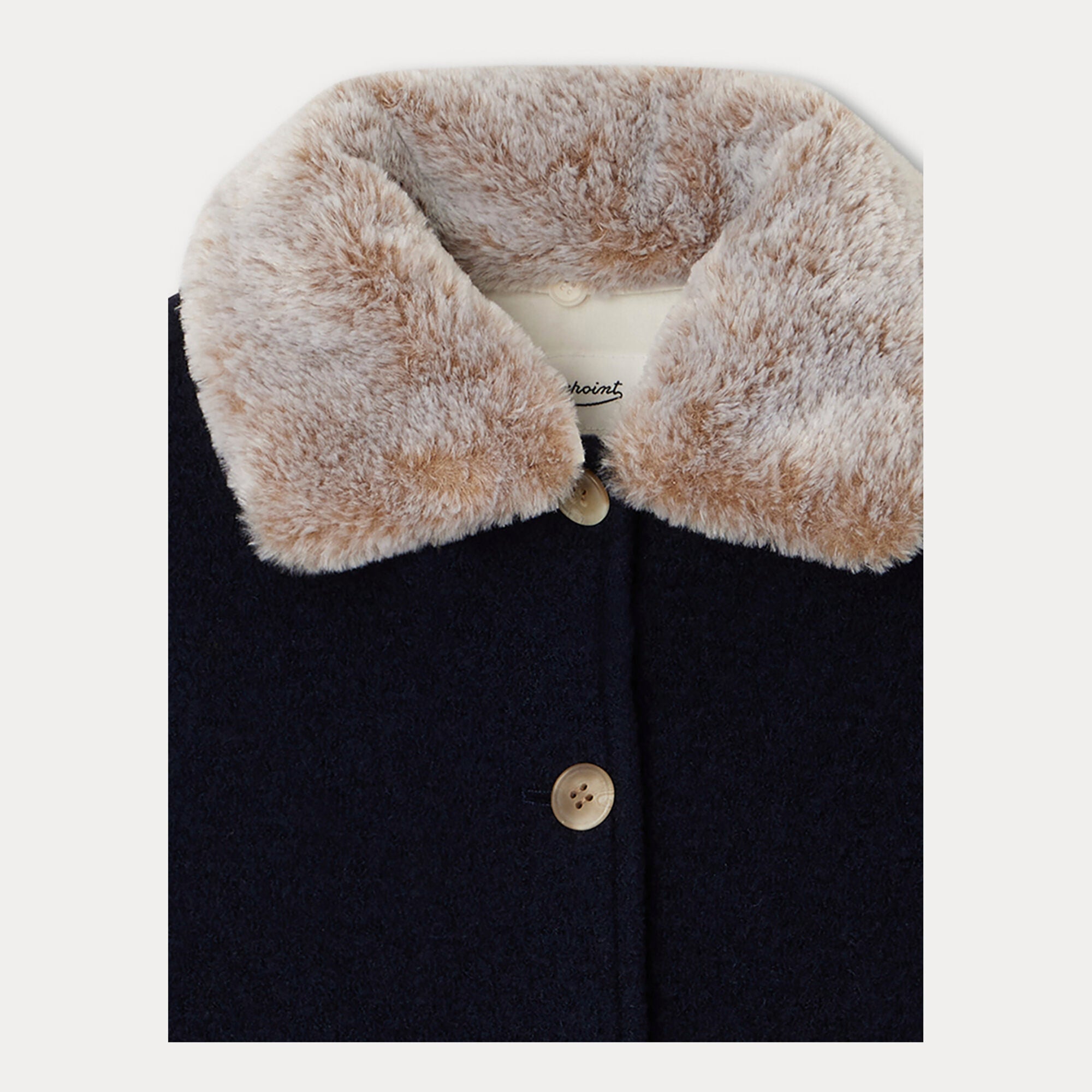 Girls Navy Wool Coat
